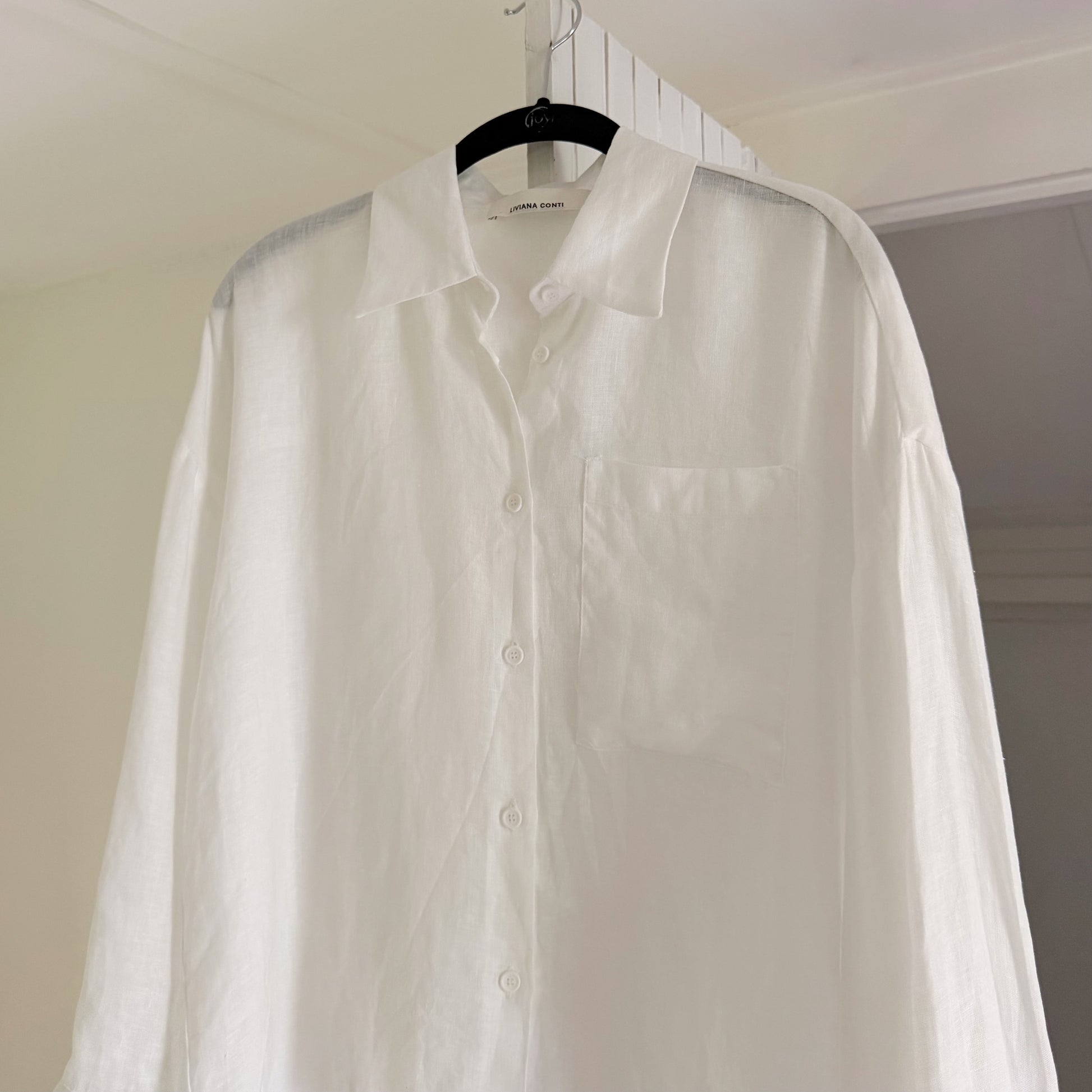 Liviana Conti Donna Linen Button Down Shirt Size 42