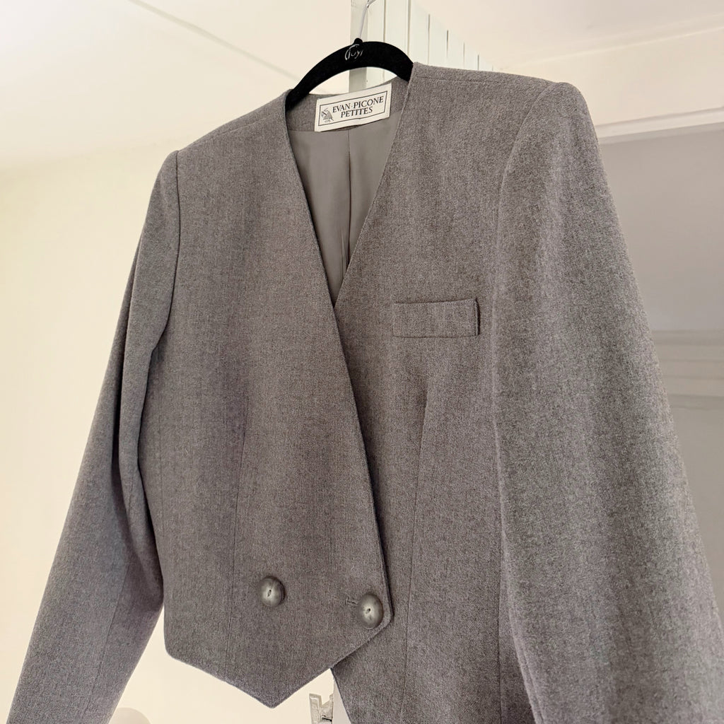 Evan Picone Vintage 80s Wool Double Breasted Cropped Blazer NWT Size 8P