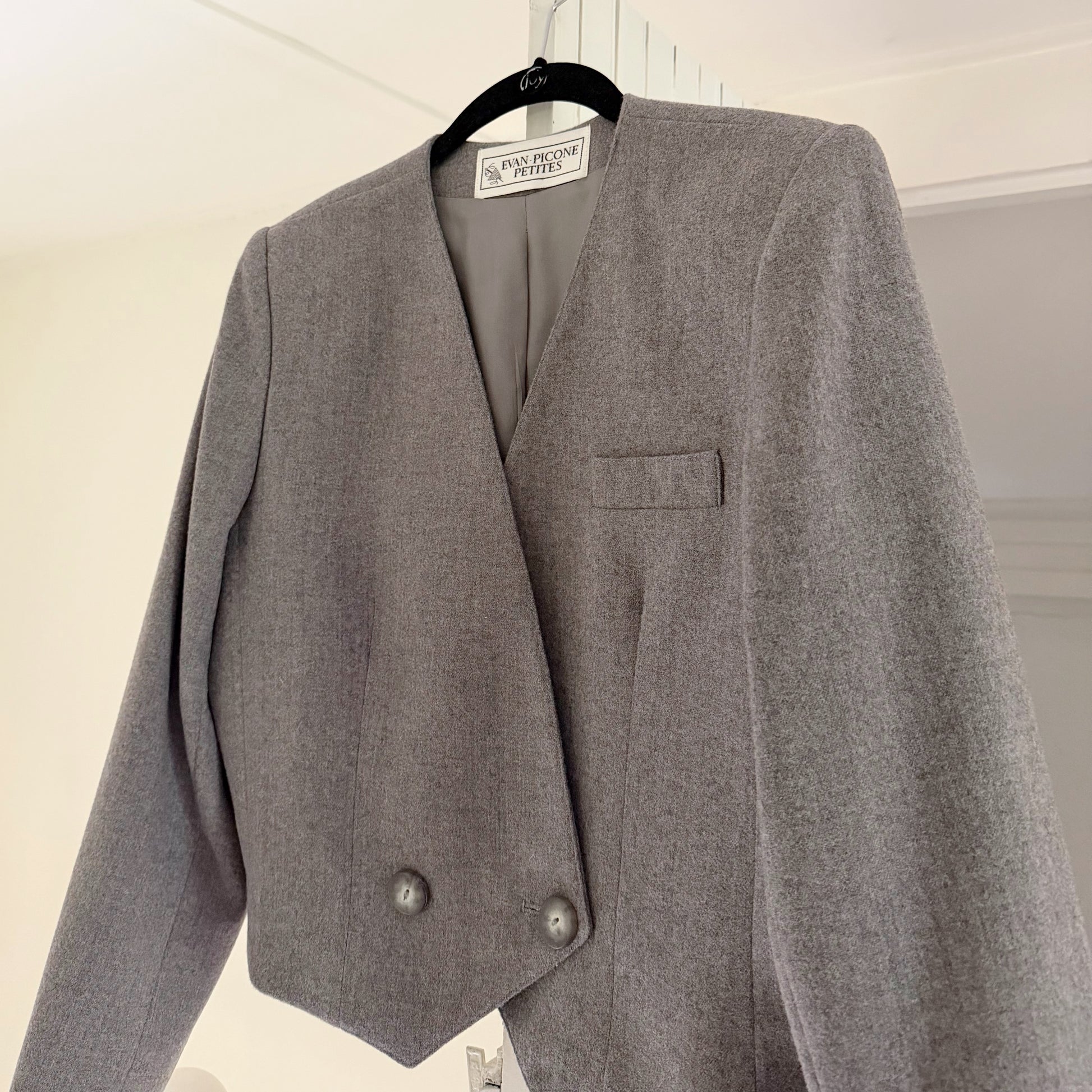 Evan Picone Vintage 80s Wool Double Breasted Cropped Blazer NWT Size 8P