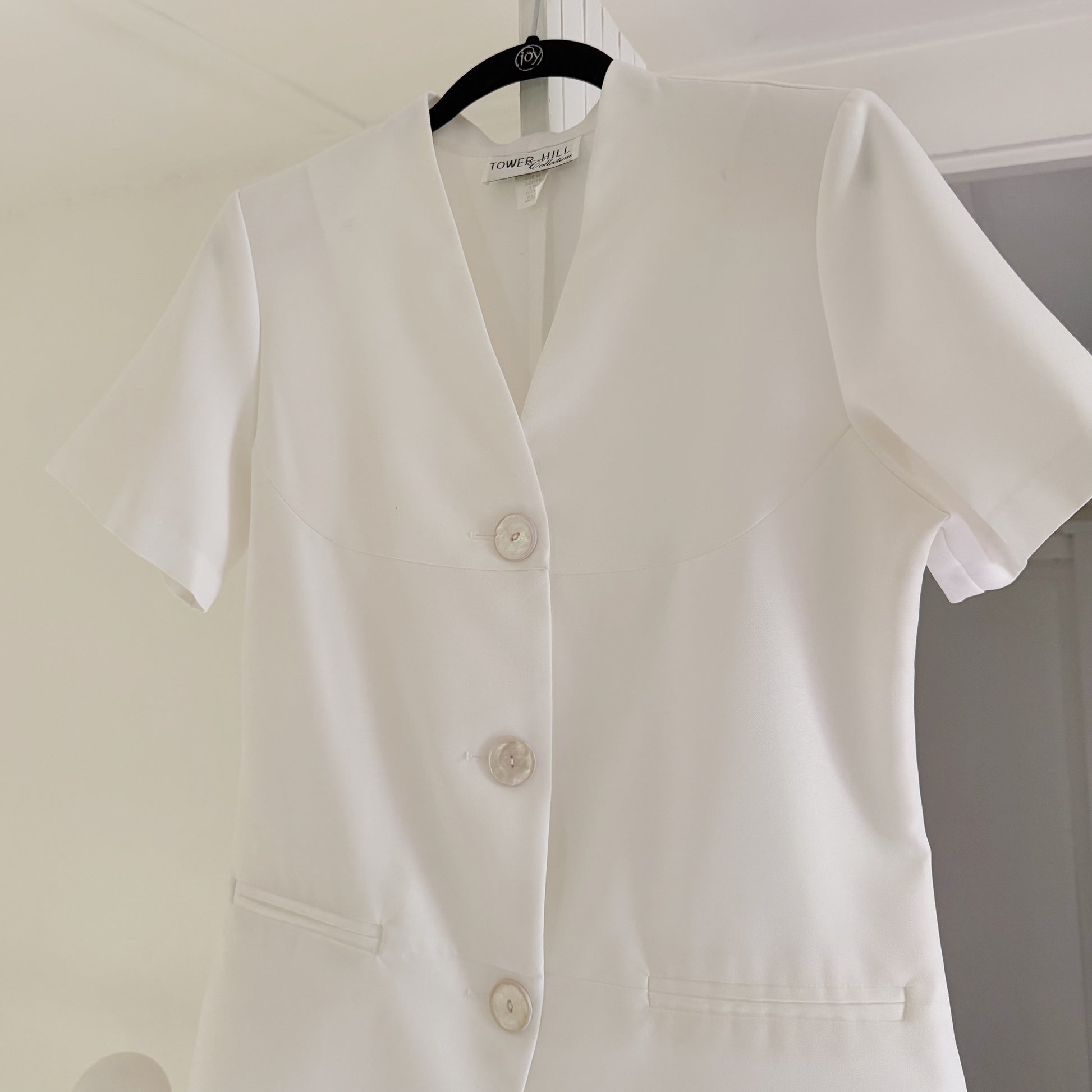 Tower Hill Collection Vintage 90s Short Sleeve Collarless Blazer Size 10