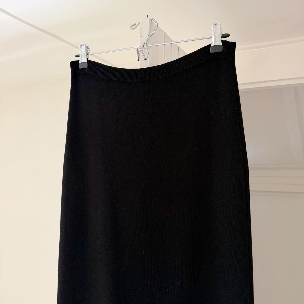 Bloomingdale's Vintage 90s Jersey Knit Midi Skirt Size PS Black