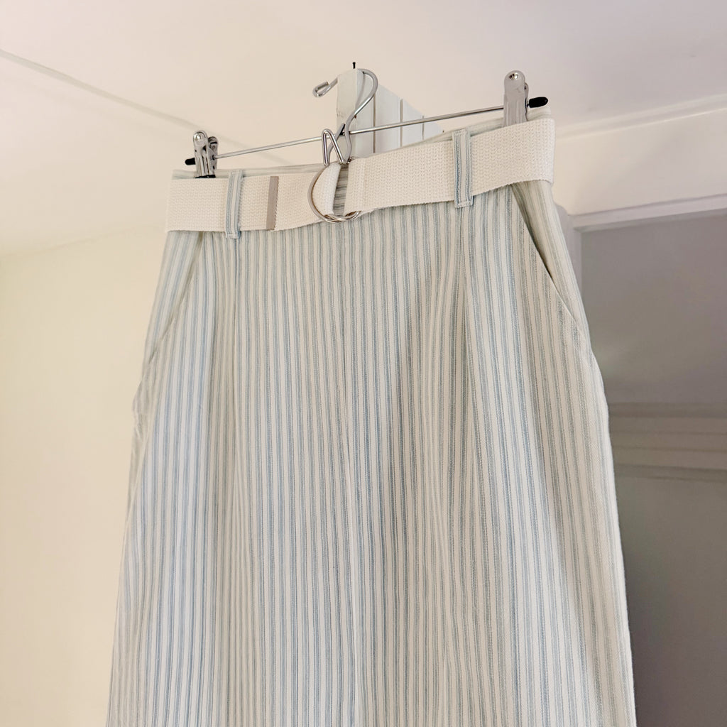 Candie's Vintage 90s Pinstripe Belted Midi Pencil Skirt Size 9/10