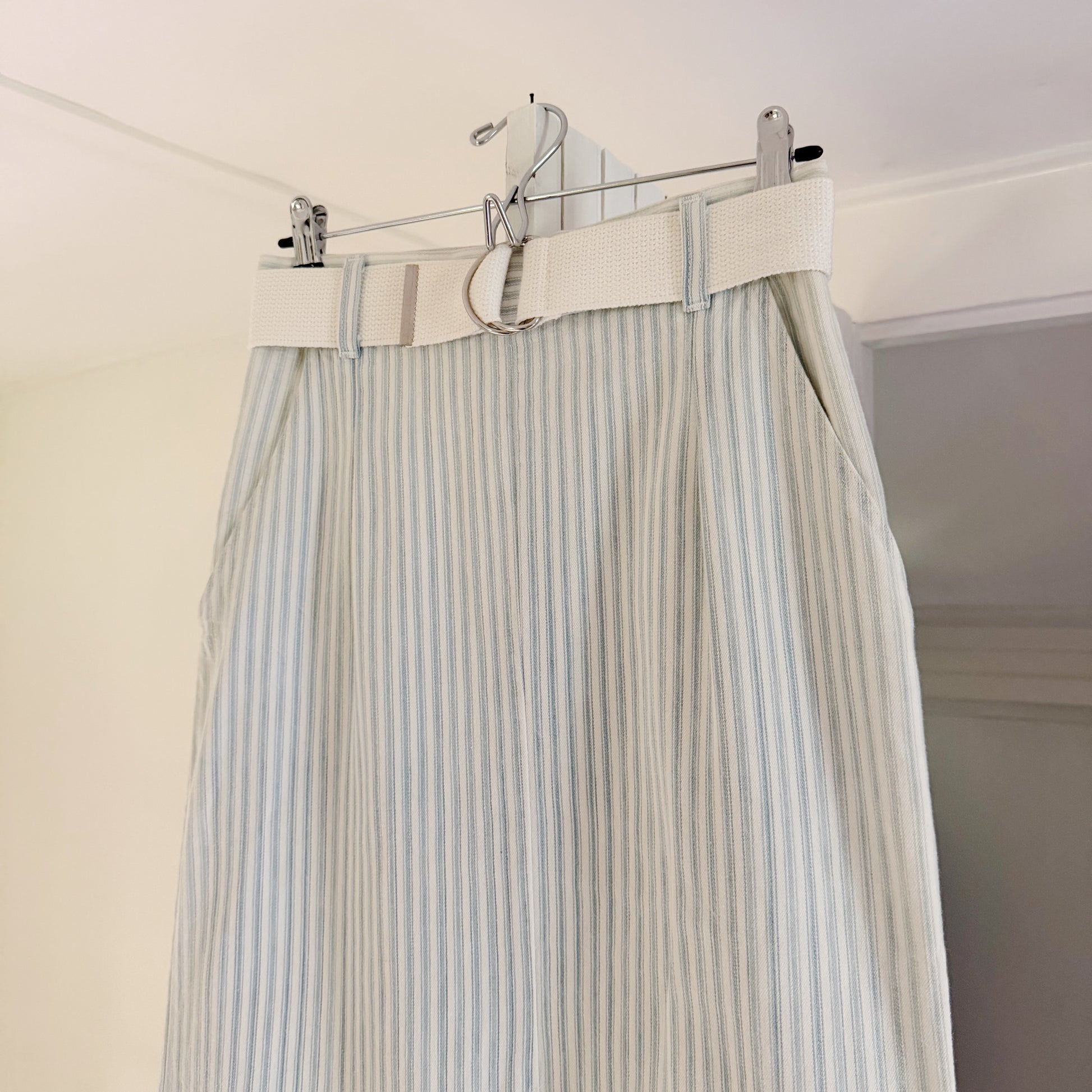 Candie's Vintage 90s Pinstripe Belted Midi Pencil Skirt Size 9/10