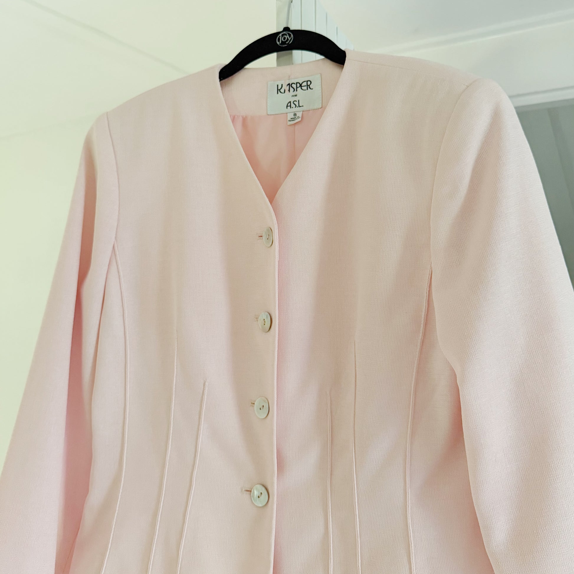 Kasper for ASL Vintage 90s Collarless Pintuck Blazer Jacket Size 8