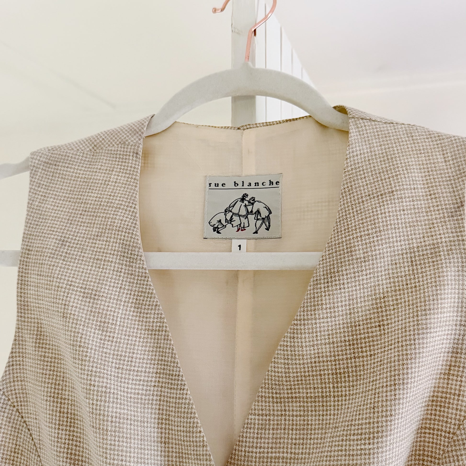 Rue Blanche Vintage 90s Linen Houndstooth Suit Vest Size 1