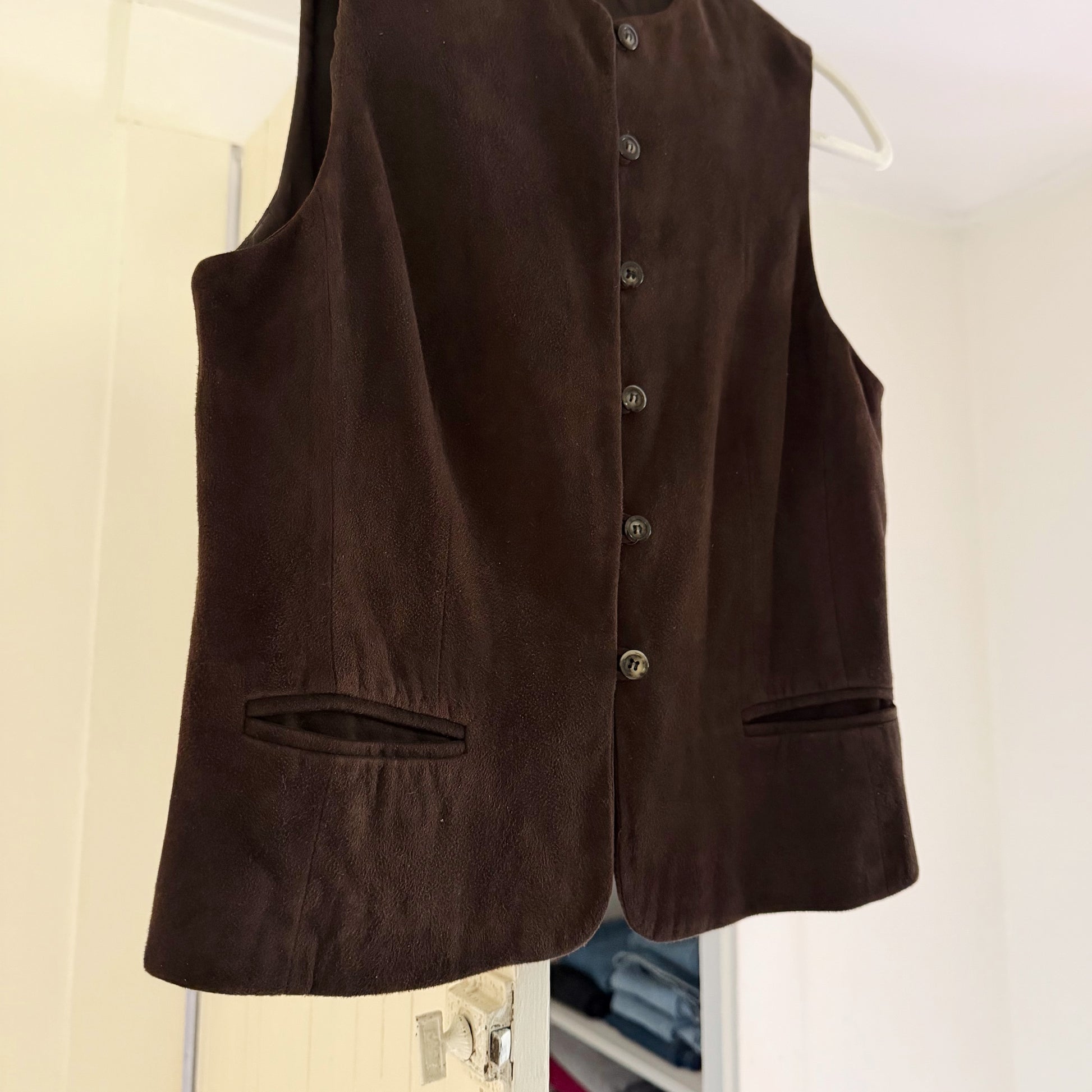 Jones New York Vintage 90s Suede Leather Suit Vest Size 4P
