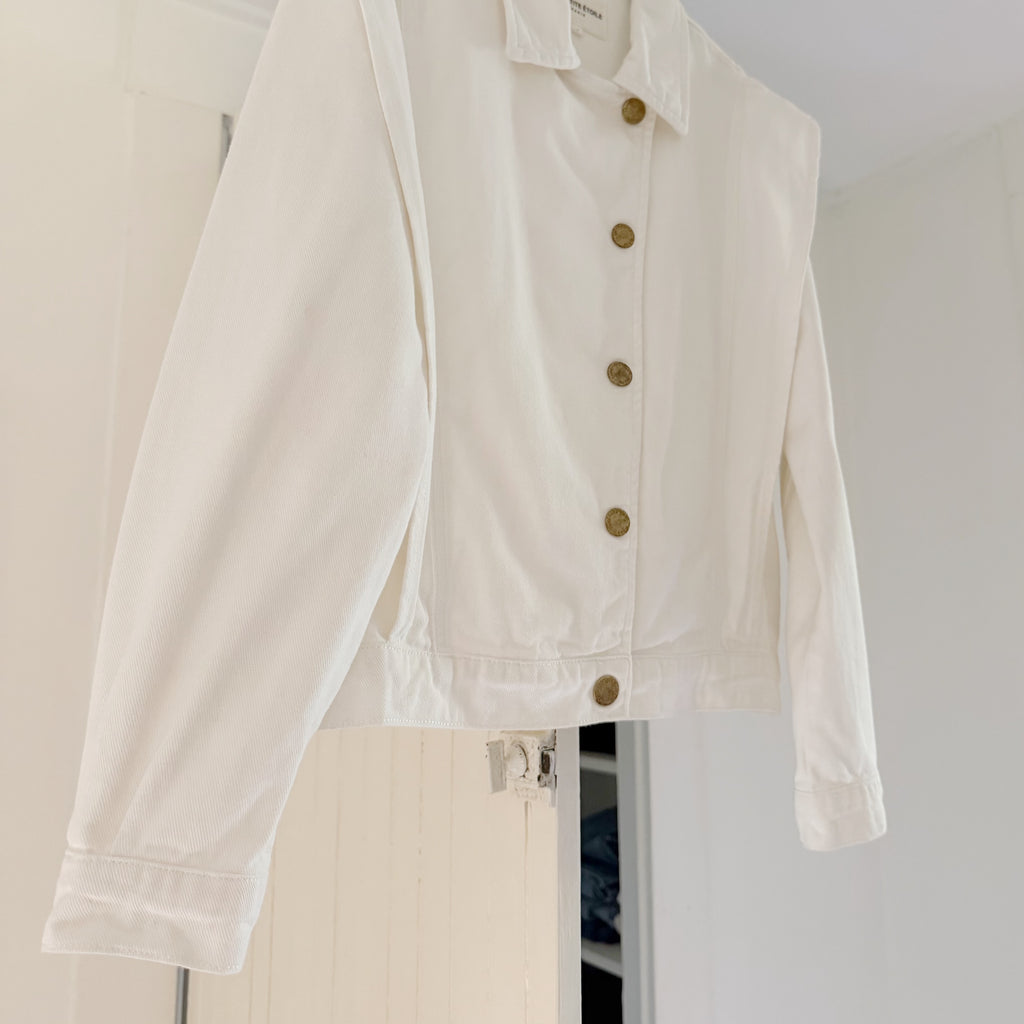 La Petite Etoile Capped Shoulder Cropped Denim Jacket Size 1