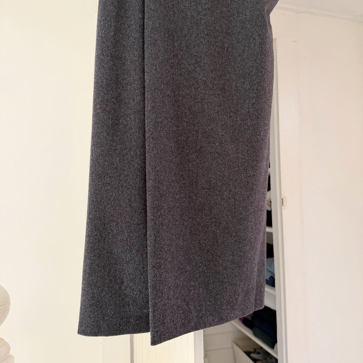 Anne Klein x Saks Fifth Avenue Vintage 90s Wool Midi Wrap Skirt Grey Size 4