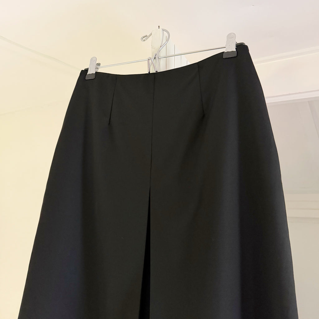 Saks Fifth Avenue Vintage Y2K Wool Sheer Mesh Trim Midi Skirt Size 6