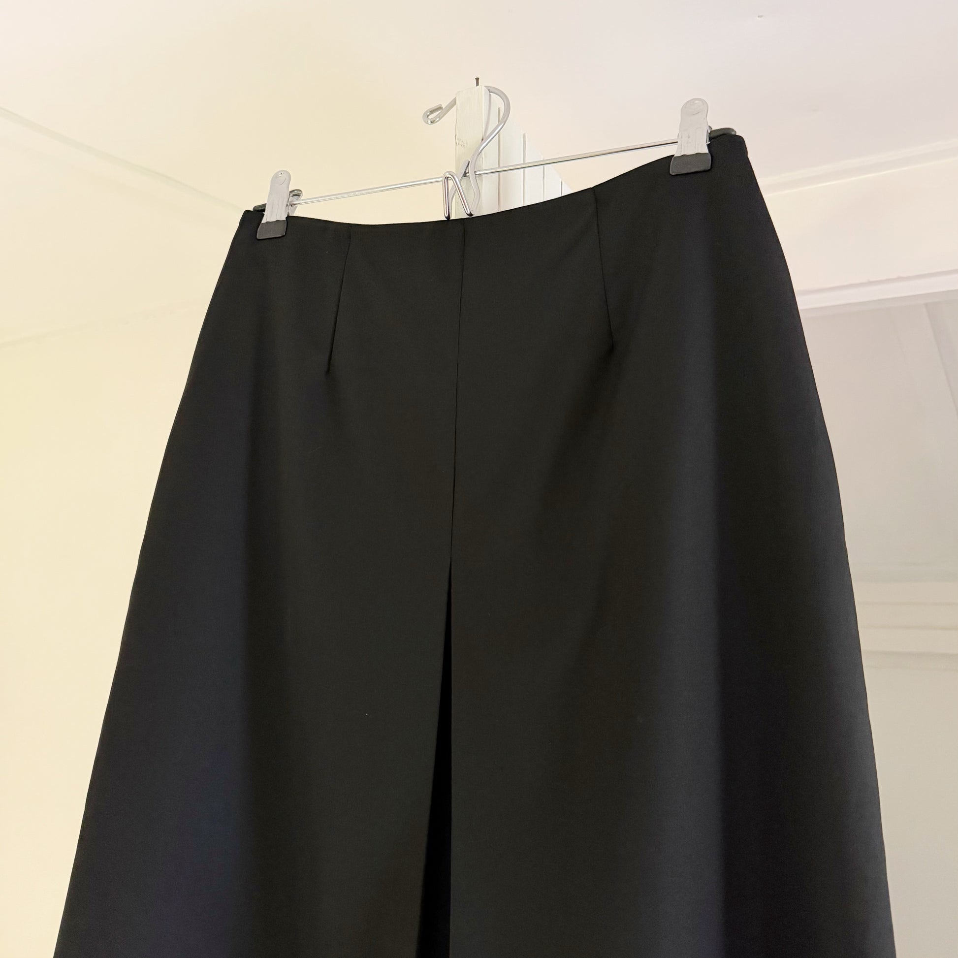 Saks Fifth Avenue Vintage Y2K Wool Sheer Mesh Trim Midi Skirt Size 6