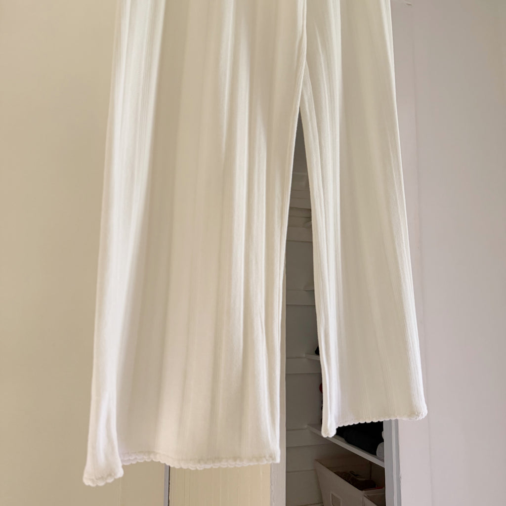 J. Crew Pointelle Knit Wide Leg Pant in Ivory NWT Size M