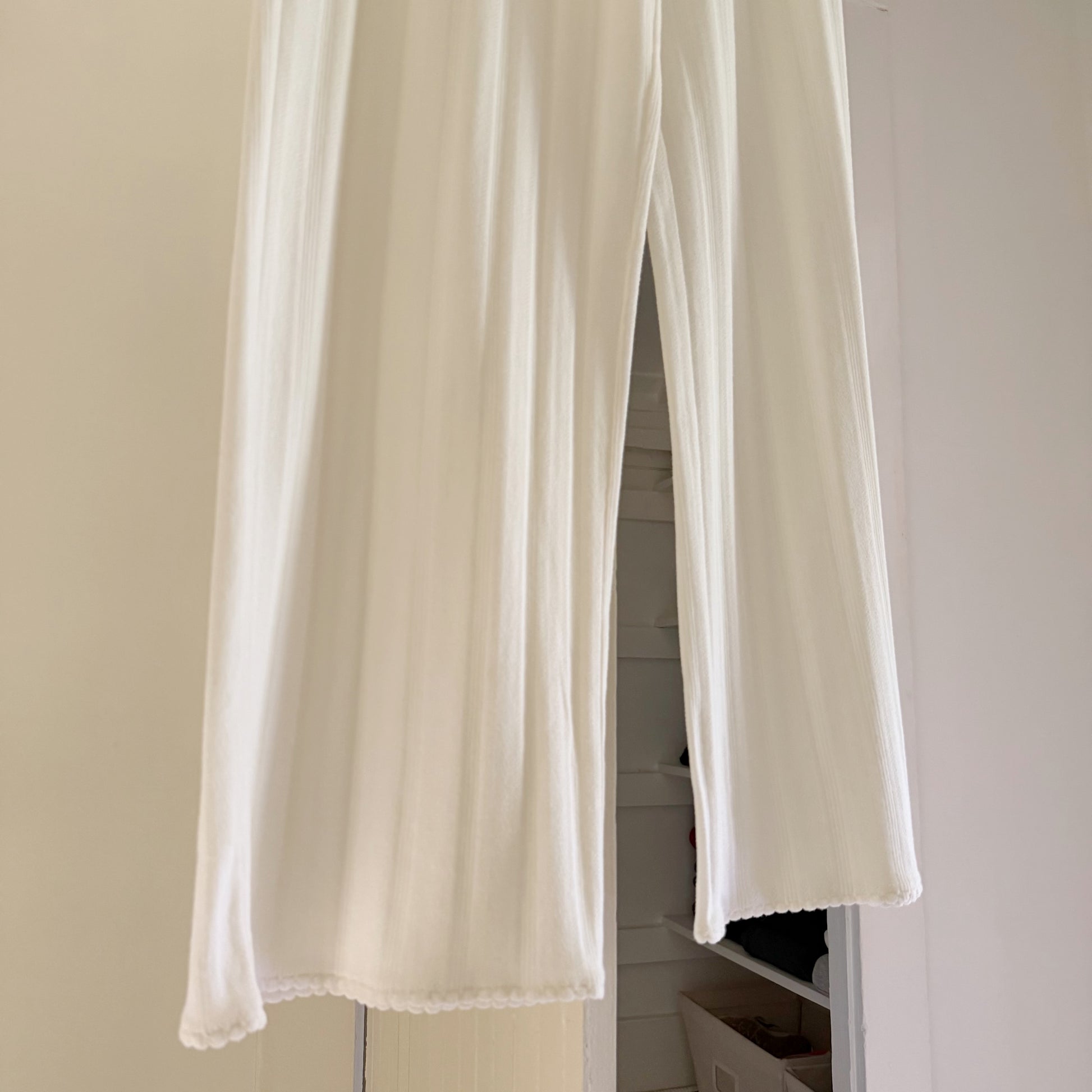 J. Crew Pointelle Knit Wide Leg Pant in Ivory NWT Size M
