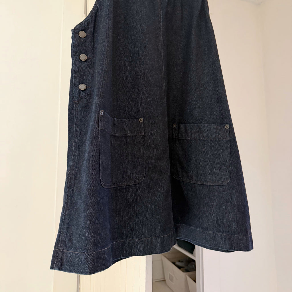 See By Chloe Vintage Y2K Mini Denim Overall Dress Size IT 46 Dark Wash