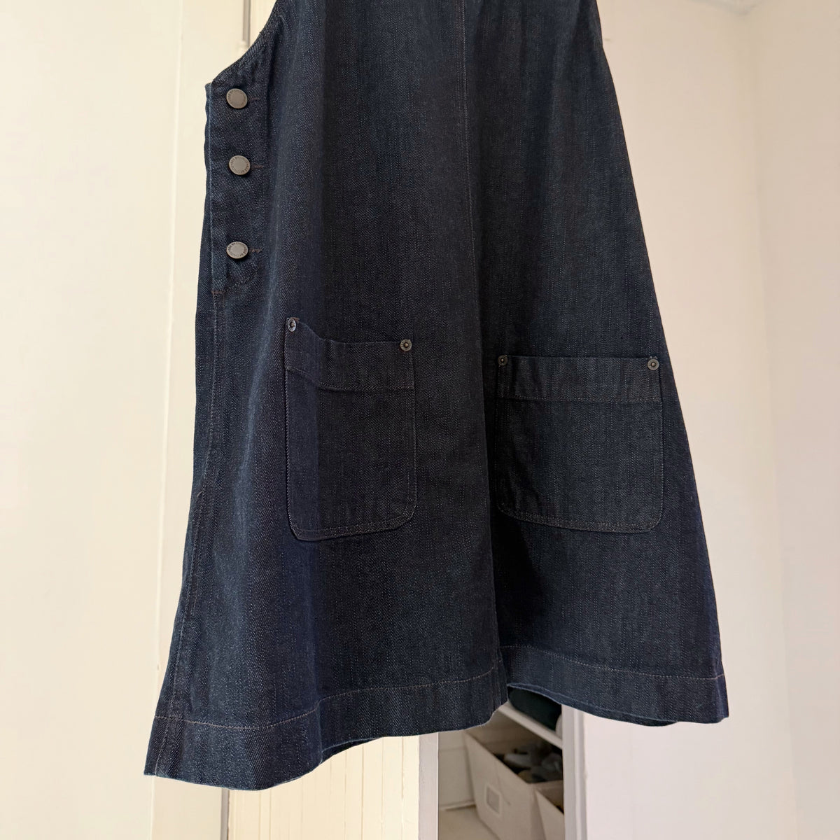 See By Chloe Vintage Y2K Mini Denim Overall Dress Size IT 46 Dark Wash