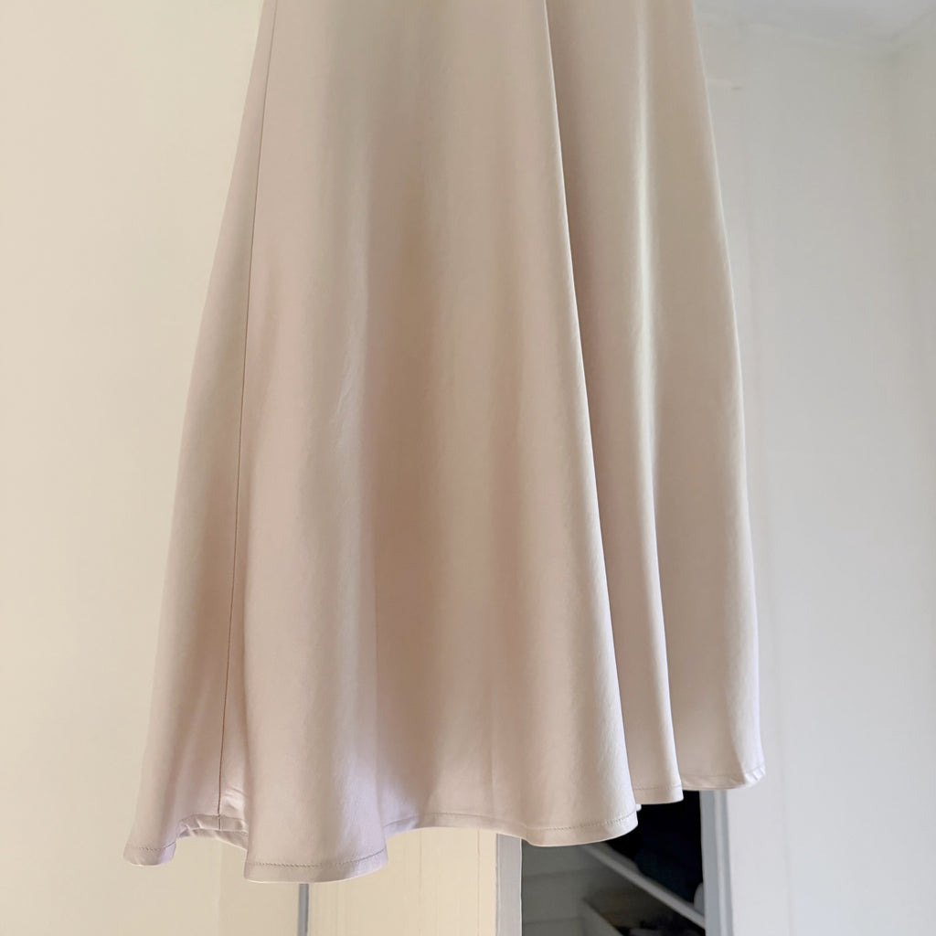 Neroli 36 Satin A-Line Midi Skirt Size 1 Cream