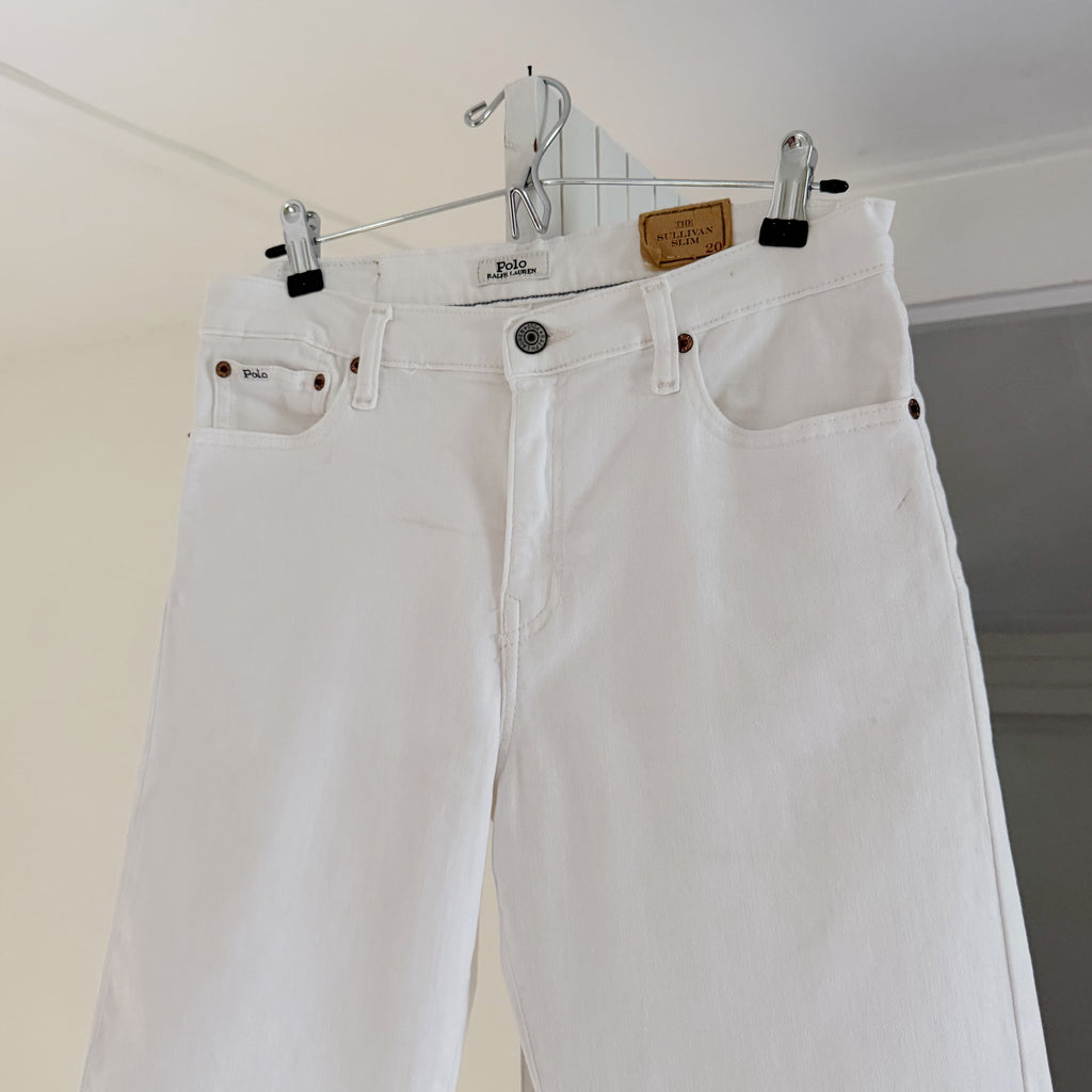 Polo Ralph Lauren The Sullivan Slim Bermuda Jean Shorts Dell White Size 20 NWT