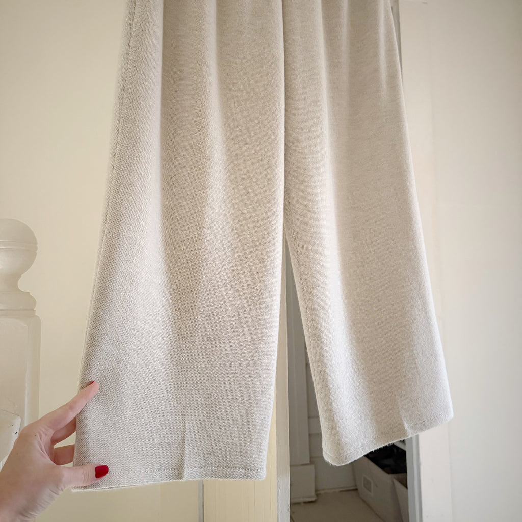 Emanuel Ungaro Vintage 90s Wool Cashmere Knit Pleated Wide Leg Trousers Size 10