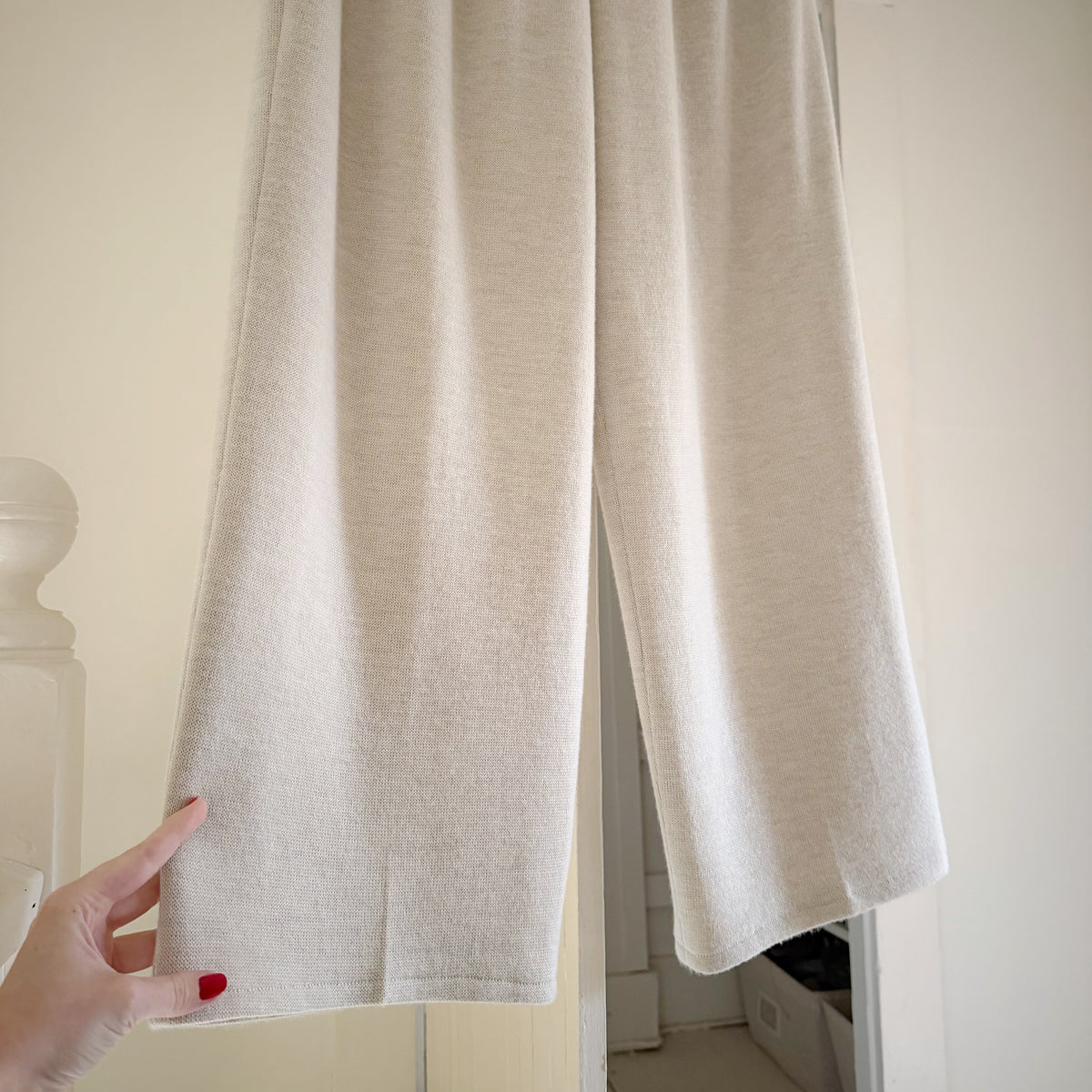 Emanuel Ungaro Vintage 90s Wool Cashmere Knit Pleated Wide Leg Trousers Size 10