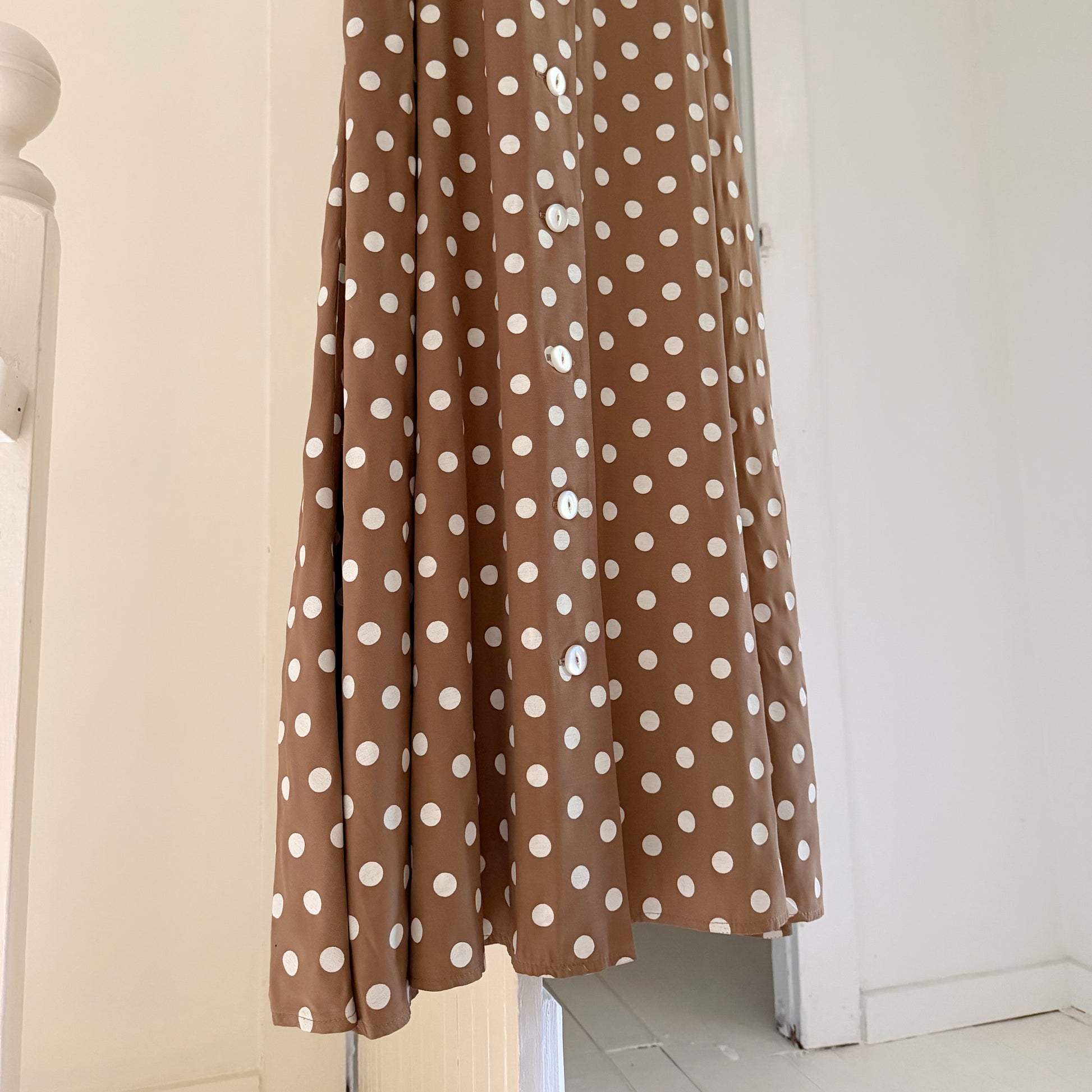 All That Jazz Vintage 90s Polka Dot Belted Buttoned Midi Dress Size 9/10