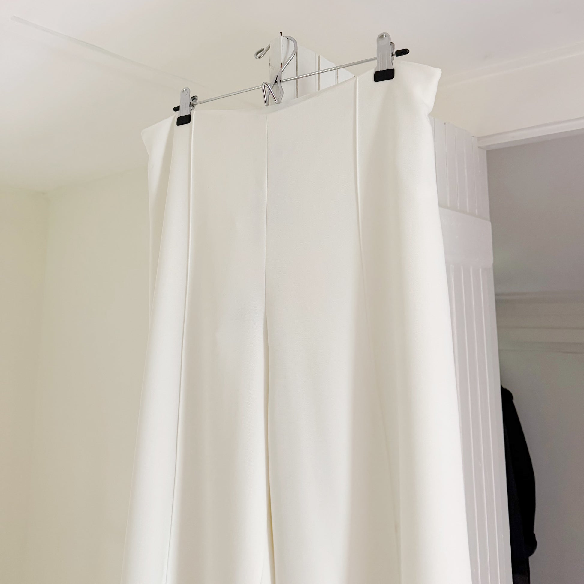 Esse Studios Classico High Waist Wide Leg Pintuck Trousers Ivory NWT Size US 10