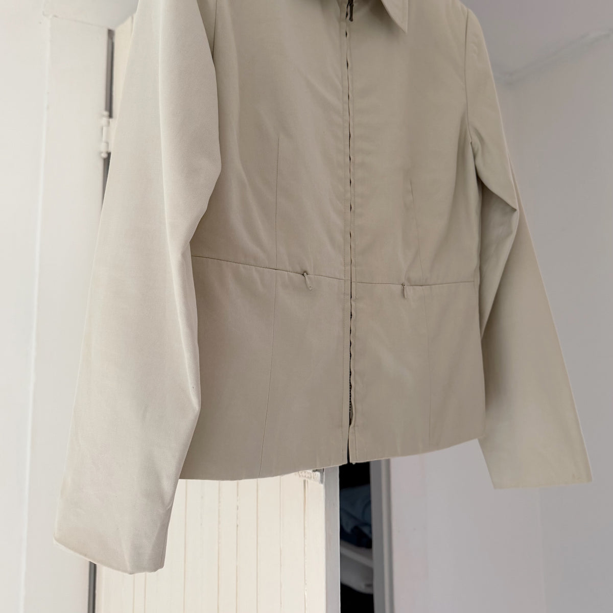 Petite Sophisticate Vintage Y2K Zip Up Jacket Beige Size 2