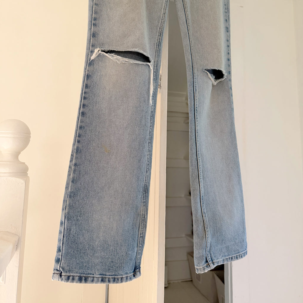 Calvin Klein Jeans Vintage 90s Low Rise Bootcut Jeans Allover Sandblast Size 7