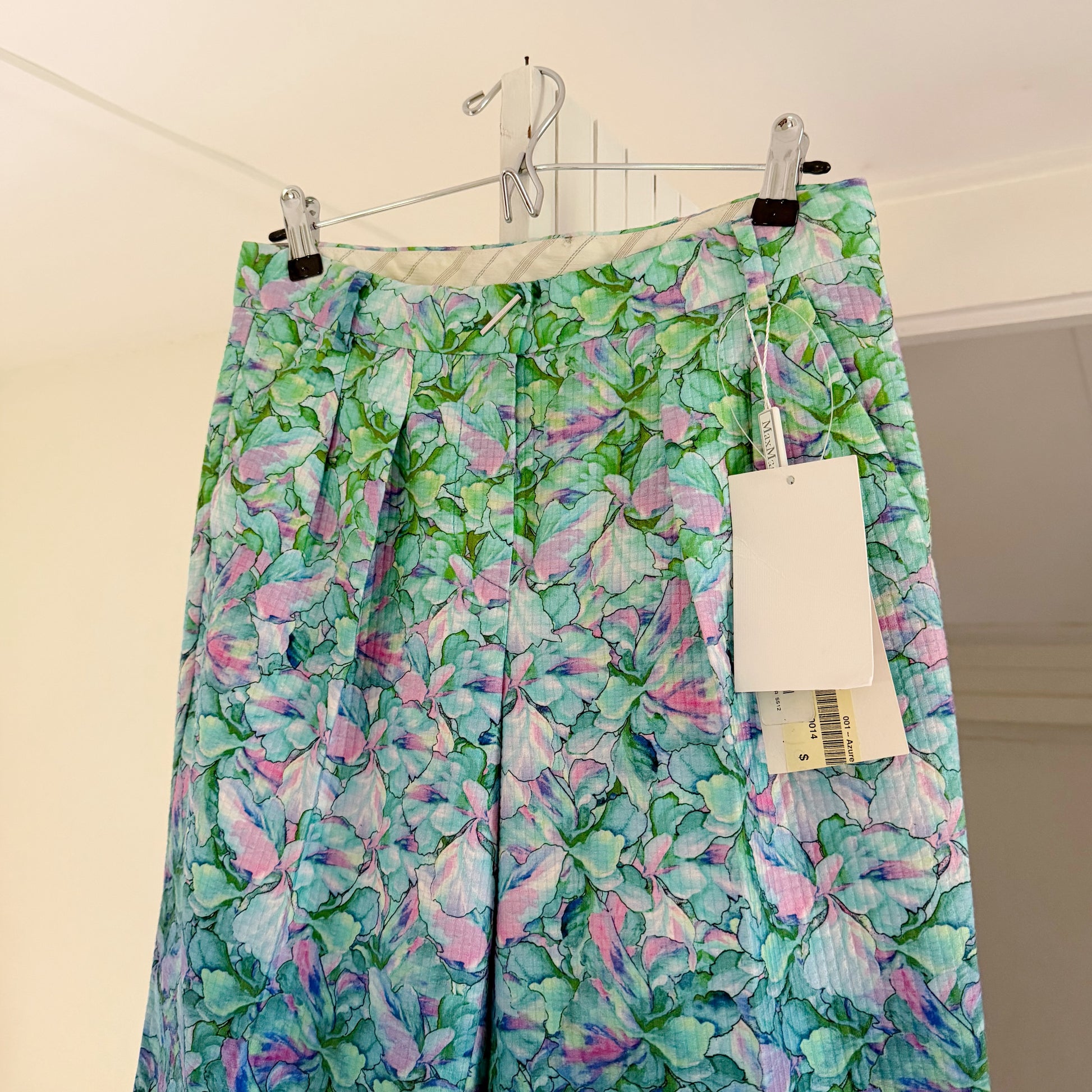 Sportmax SS12 Floral Pleated Bermuda Shorts in Azure NWT