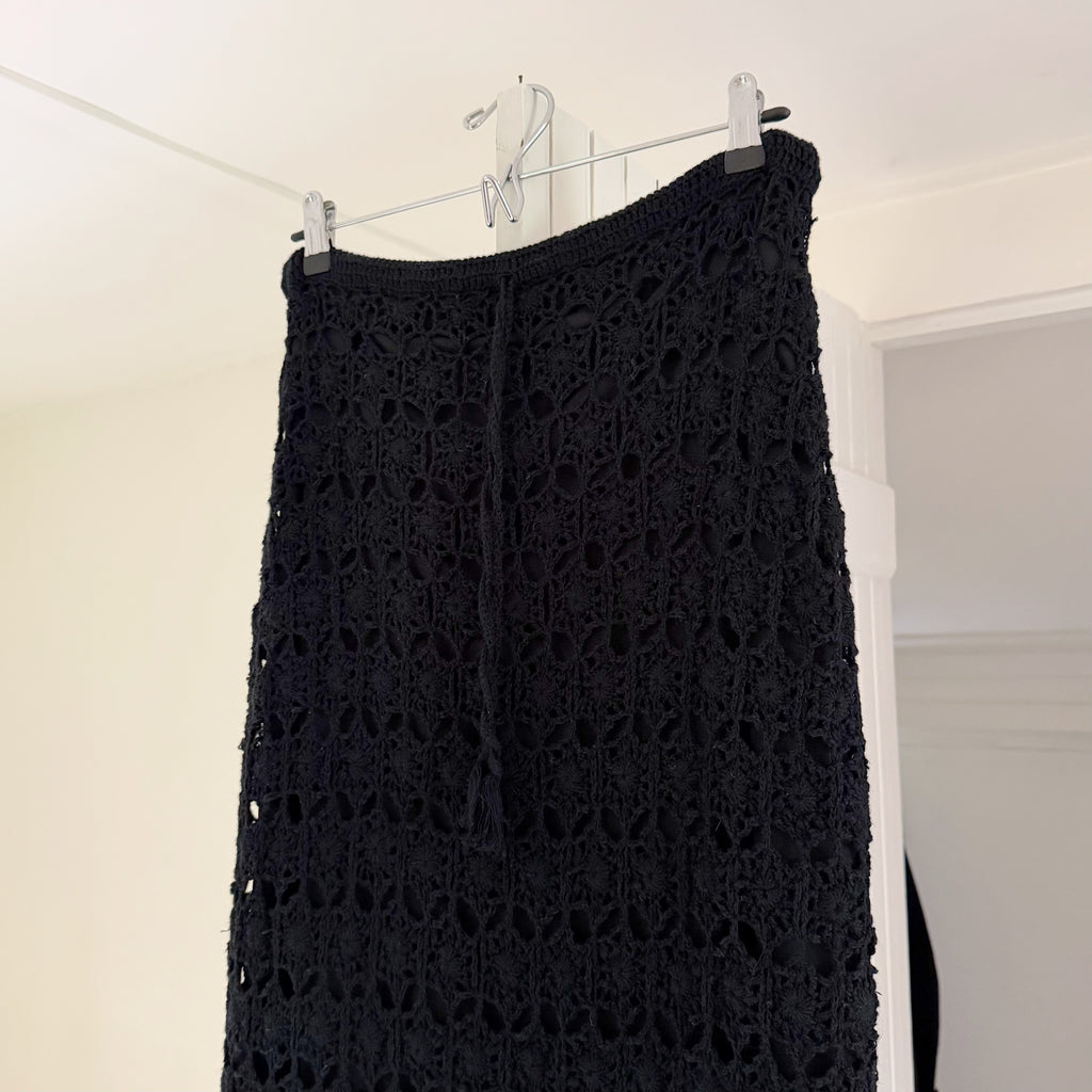 Moda International Vintage Y2K Sheer Crochet Knit Maxi Skirt Size M