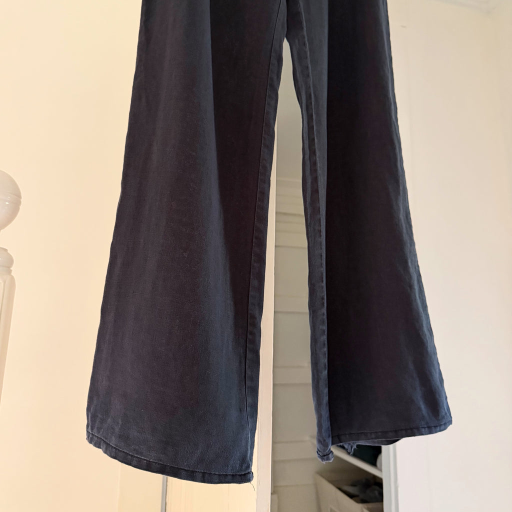 London Jean Vintage Y2K Linen Low Rise Wide Leg Puddle Pants Black Size S