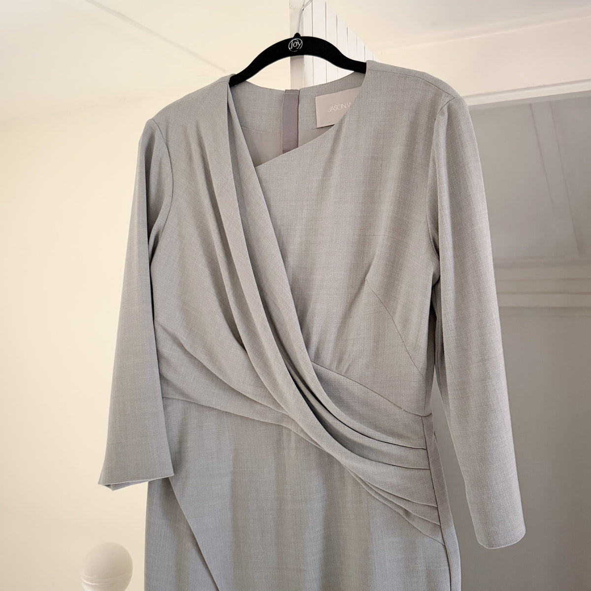 Jason Wu Draped Wool Canvas Midi Pencil Dress Grey Size 6
