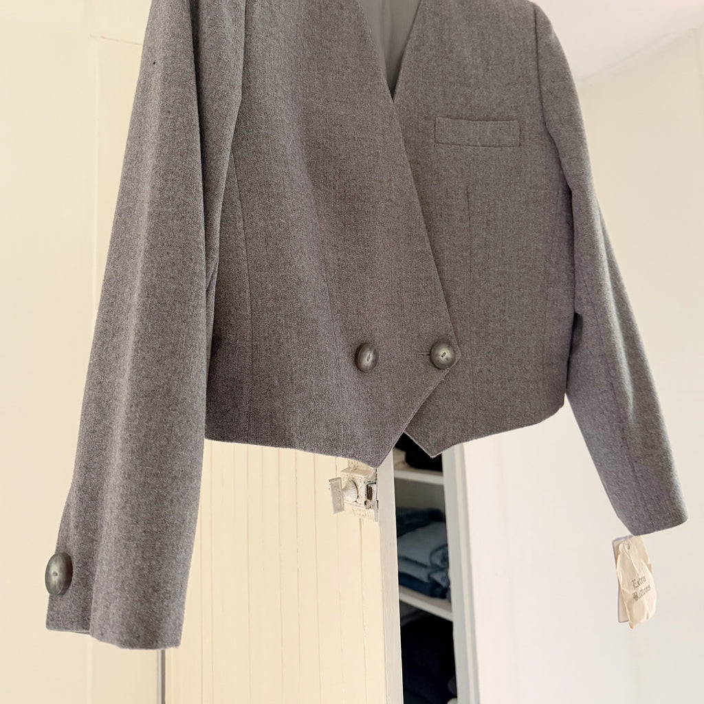 Evan Picone Vintage 80s Wool Double Breasted Cropped Blazer NWT Size 8P