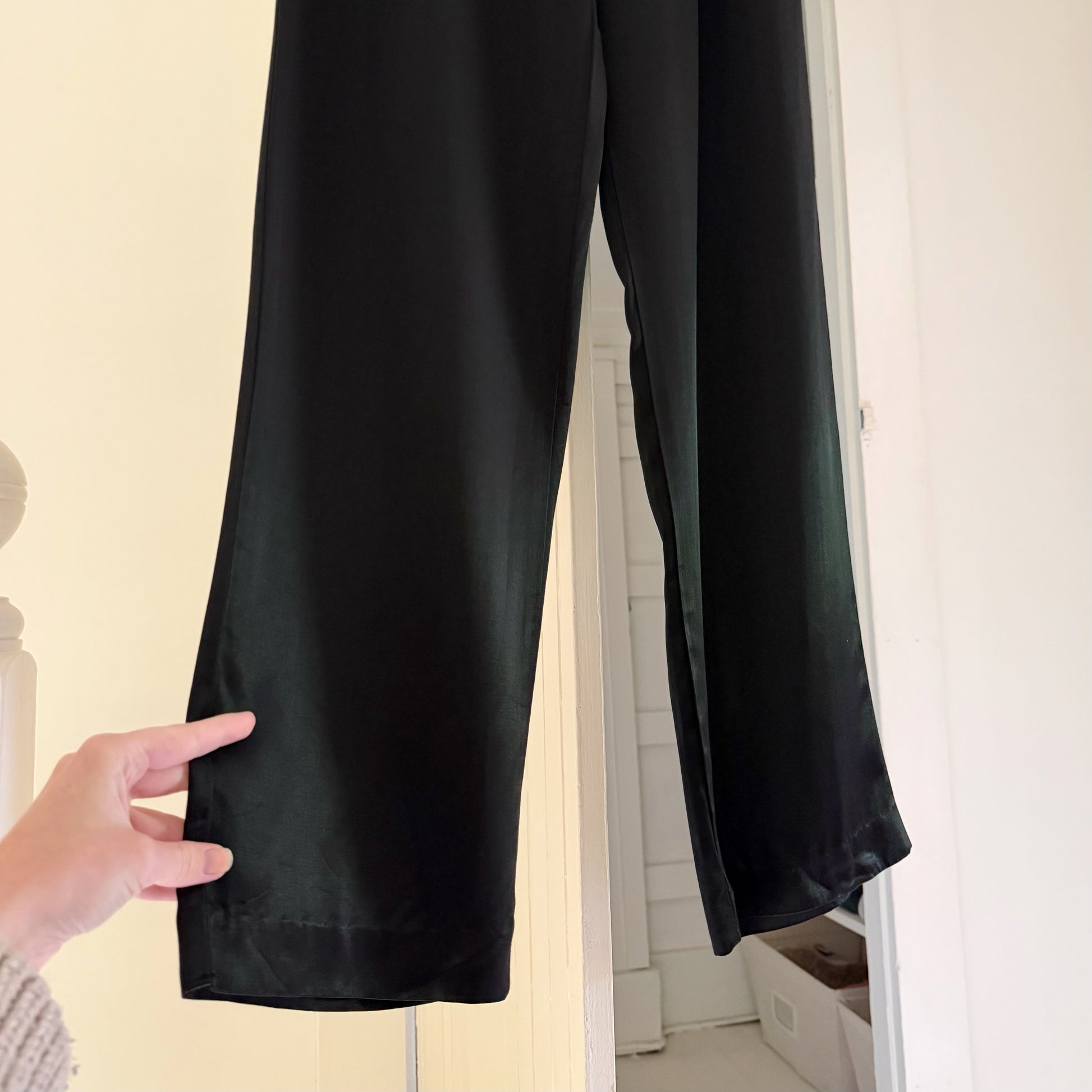 Hillard & Hanson Vintage 90s Satin Pleated Straight Leg Pants Size 4