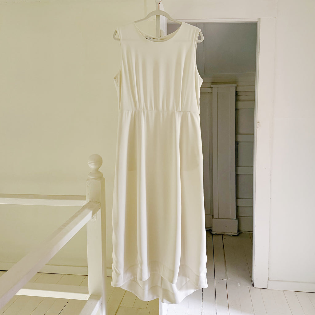 Co Collection Sleeveless High-Low Midi Dress in Ivory Size XL