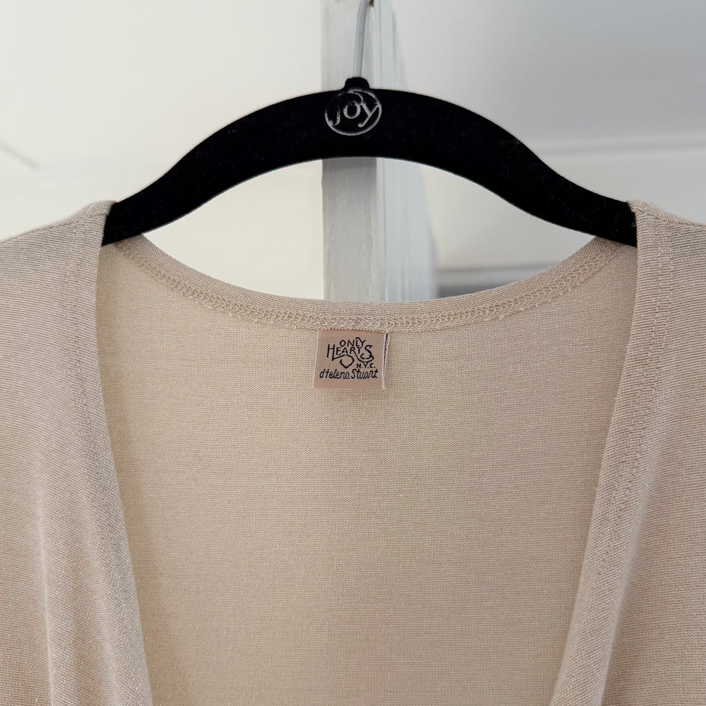 Only Hearts NYC Metallic Long Sleeve Plunge Neck Twist Bodysuit Size S