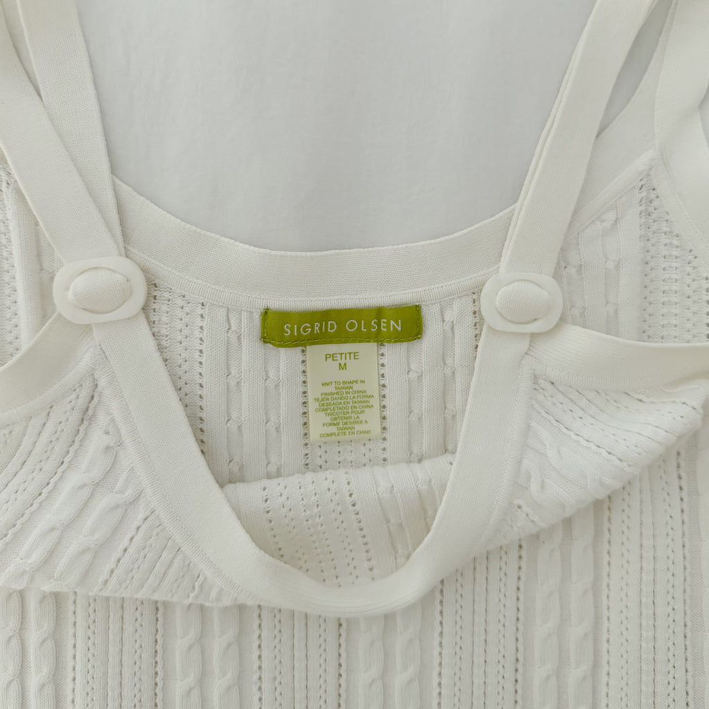 Sigrid Olsen Vintage Y2K Pointelle Knit Buckle Strap Tank Top Size PM