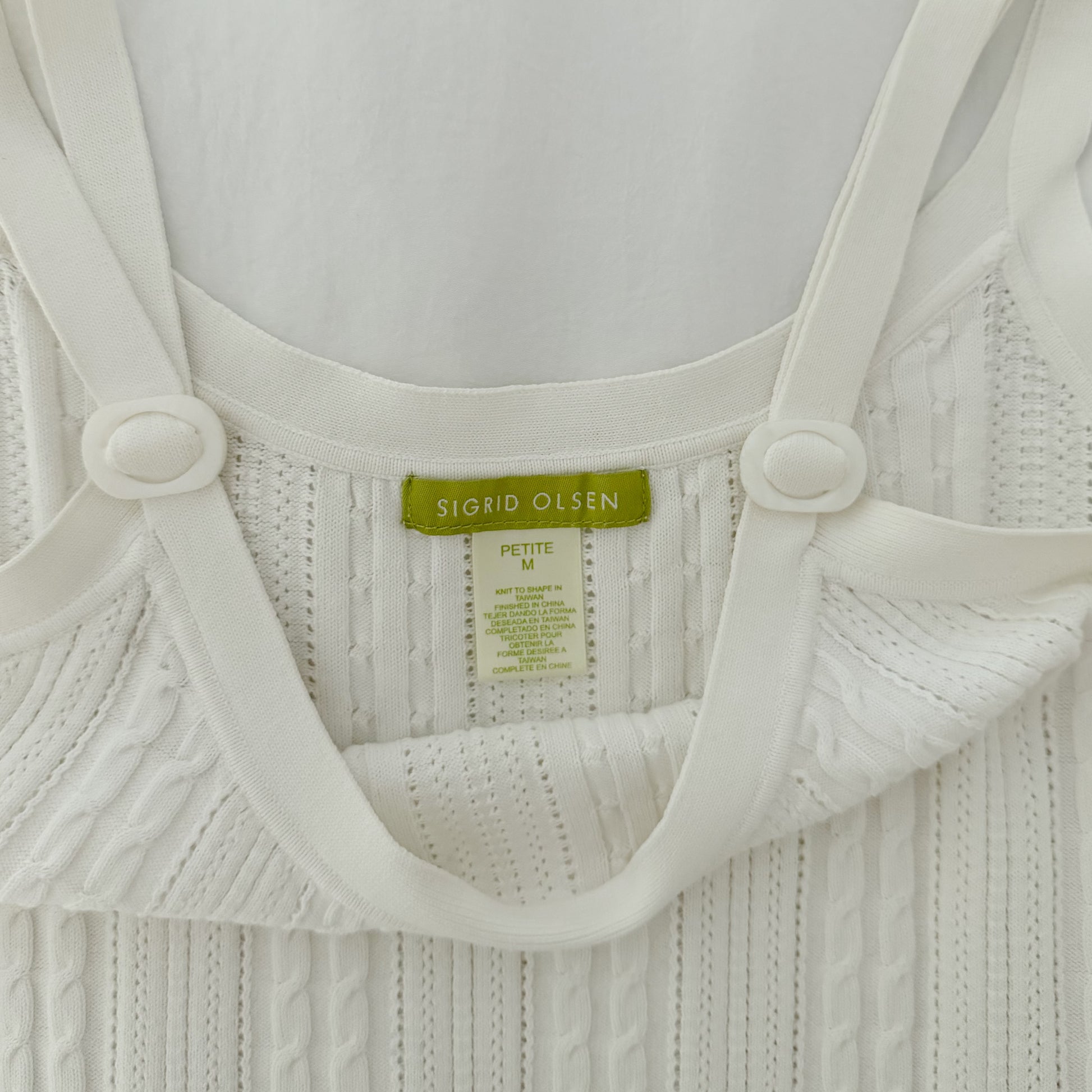 Sigrid Olsen Vintage Y2K Pointelle Knit Buckle Strap Tank Top Size PM