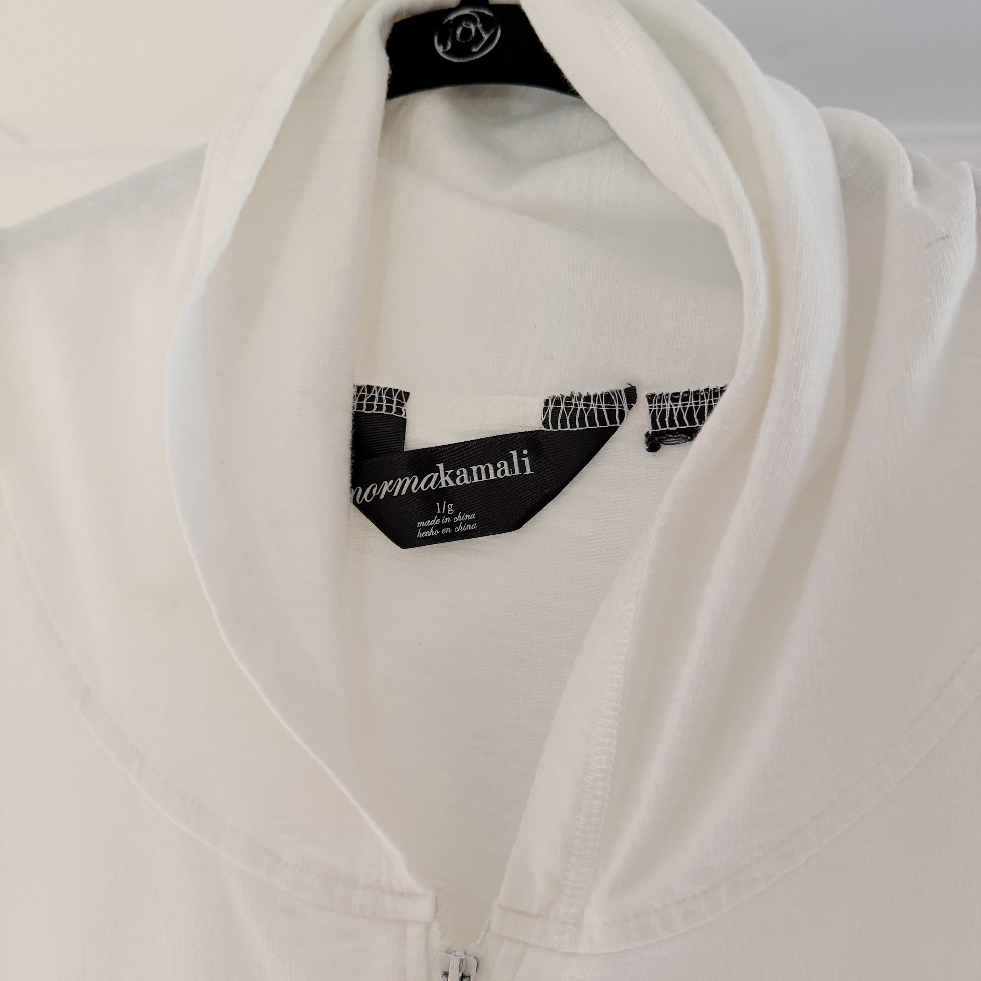 Norma Kamali Collared Cropped Zip Front Sweatshirt Size L
