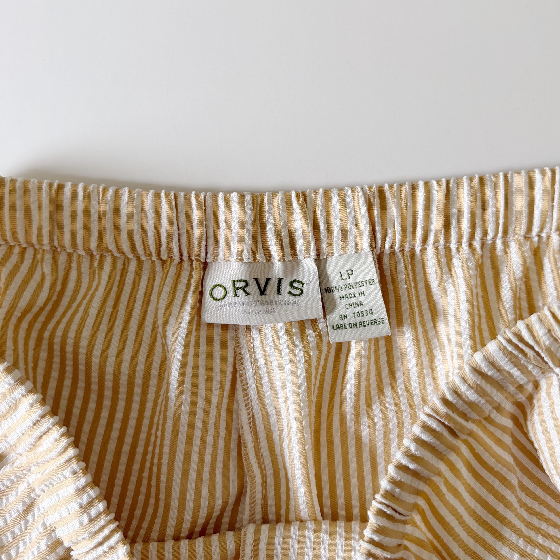 Orvis Seersucker Striped Wide Leg Drawstring Pants Size LP