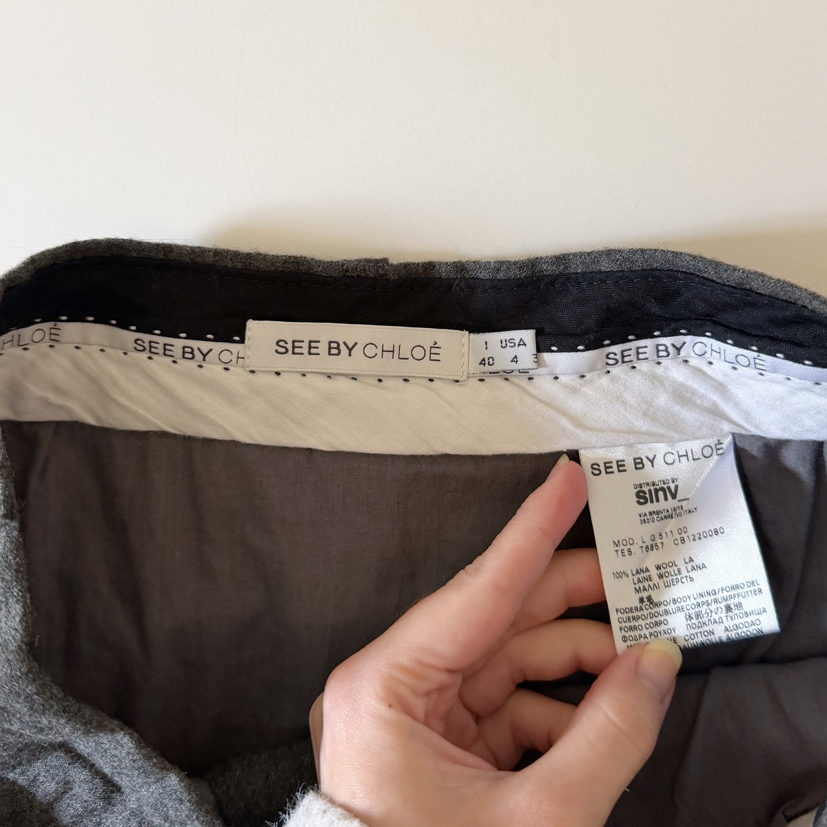 See By Chloe Y2K Wool Pleated Mini Skirt Charcoal Grey Size US 4