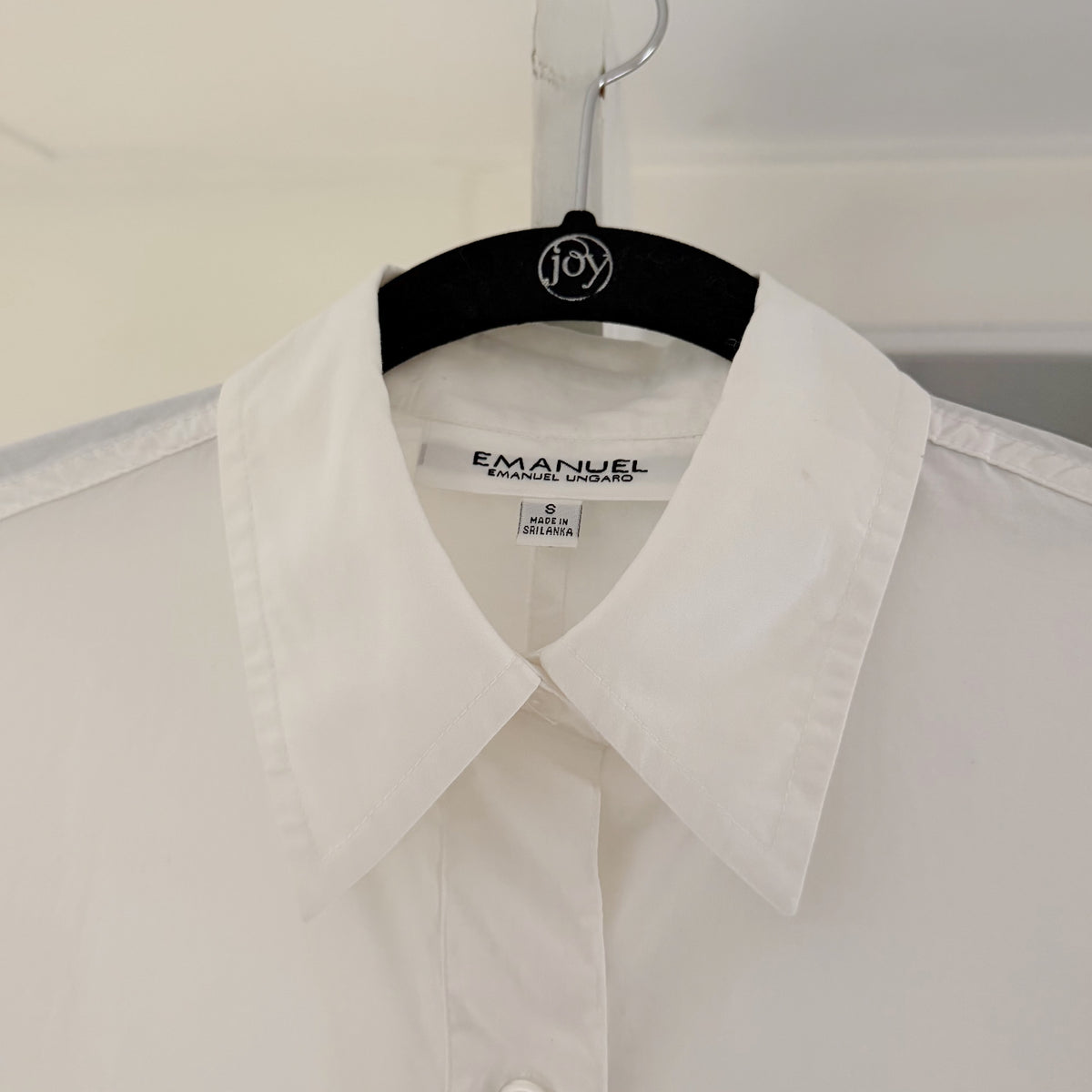 Emanuel Ungaro Poplin Drawstring Waist Button Down Shirt White Size S