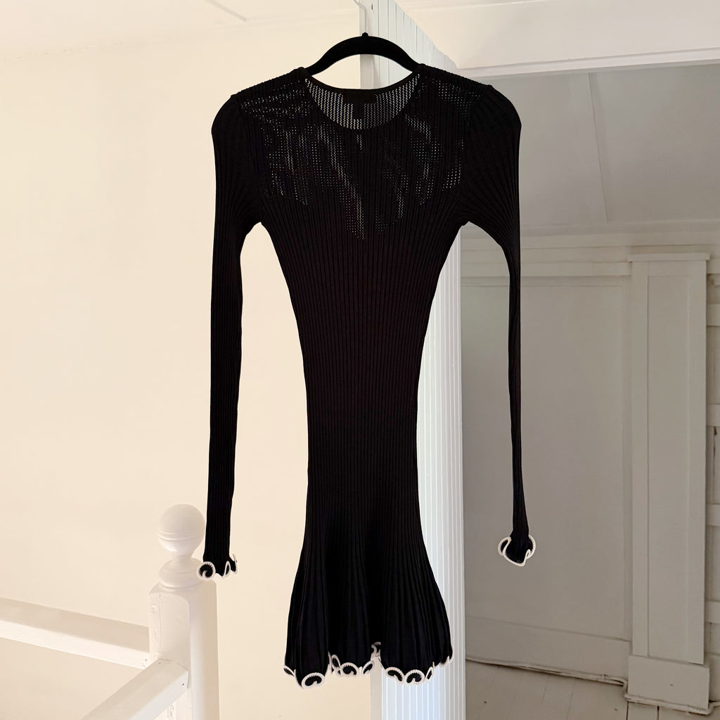 ML Monique Lhuillier Sona Knit Contrast Trim Mini Dress Size XSP