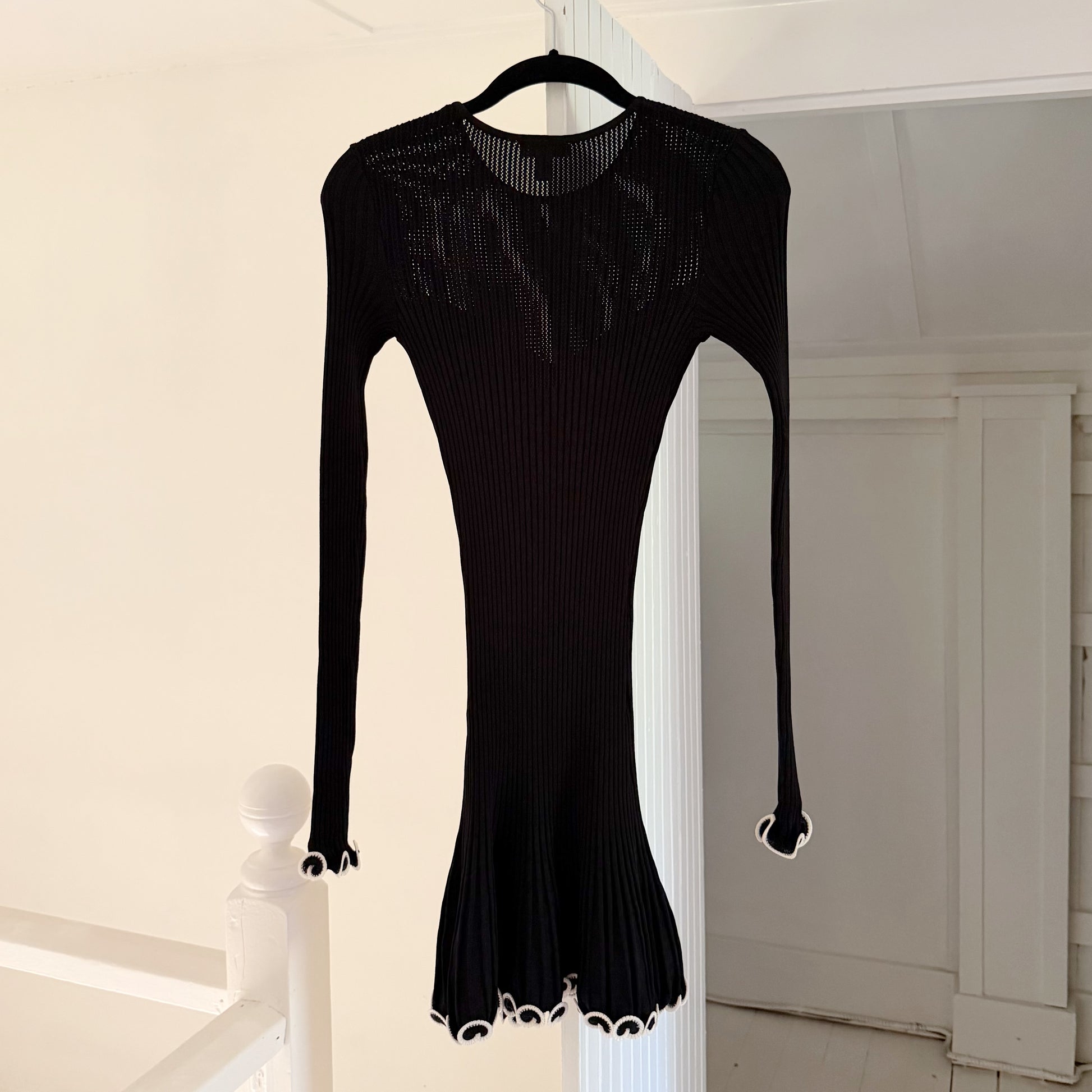 ML Monique Lhuillier Sona Knit Contrast Trim Mini Dress Size XSP