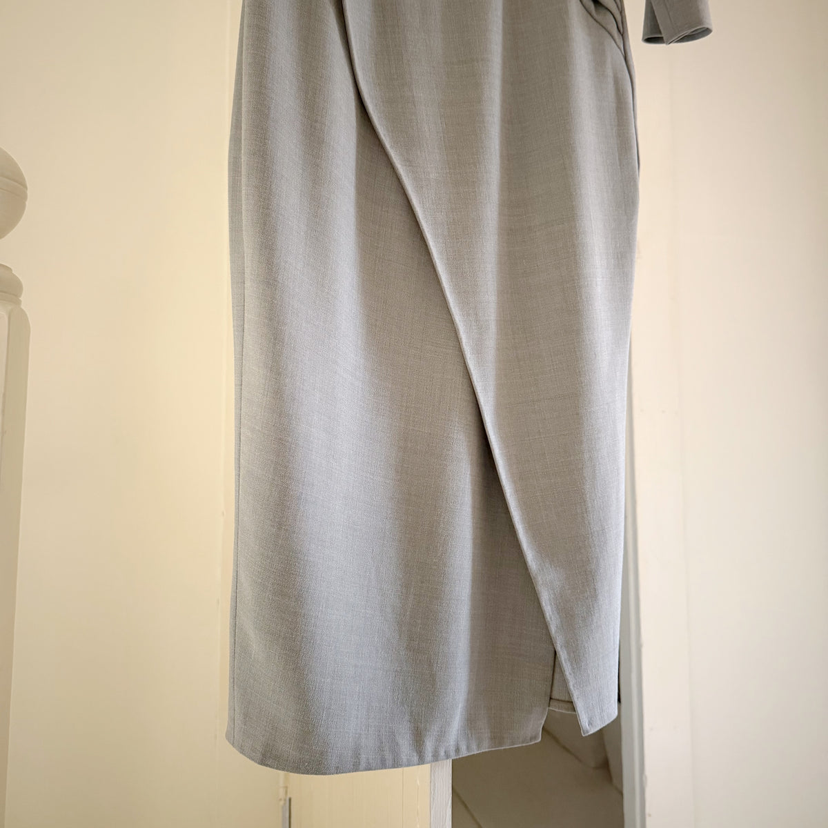 Jason Wu Draped Wool Canvas Midi Pencil Dress Grey Size 6