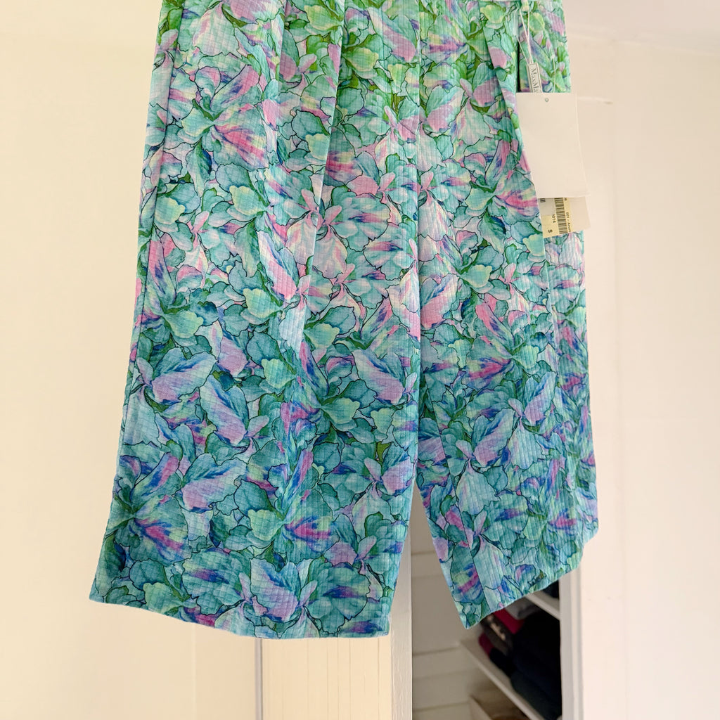 Sportmax SS12 Floral Pleated Bermuda Shorts in Azure NWT