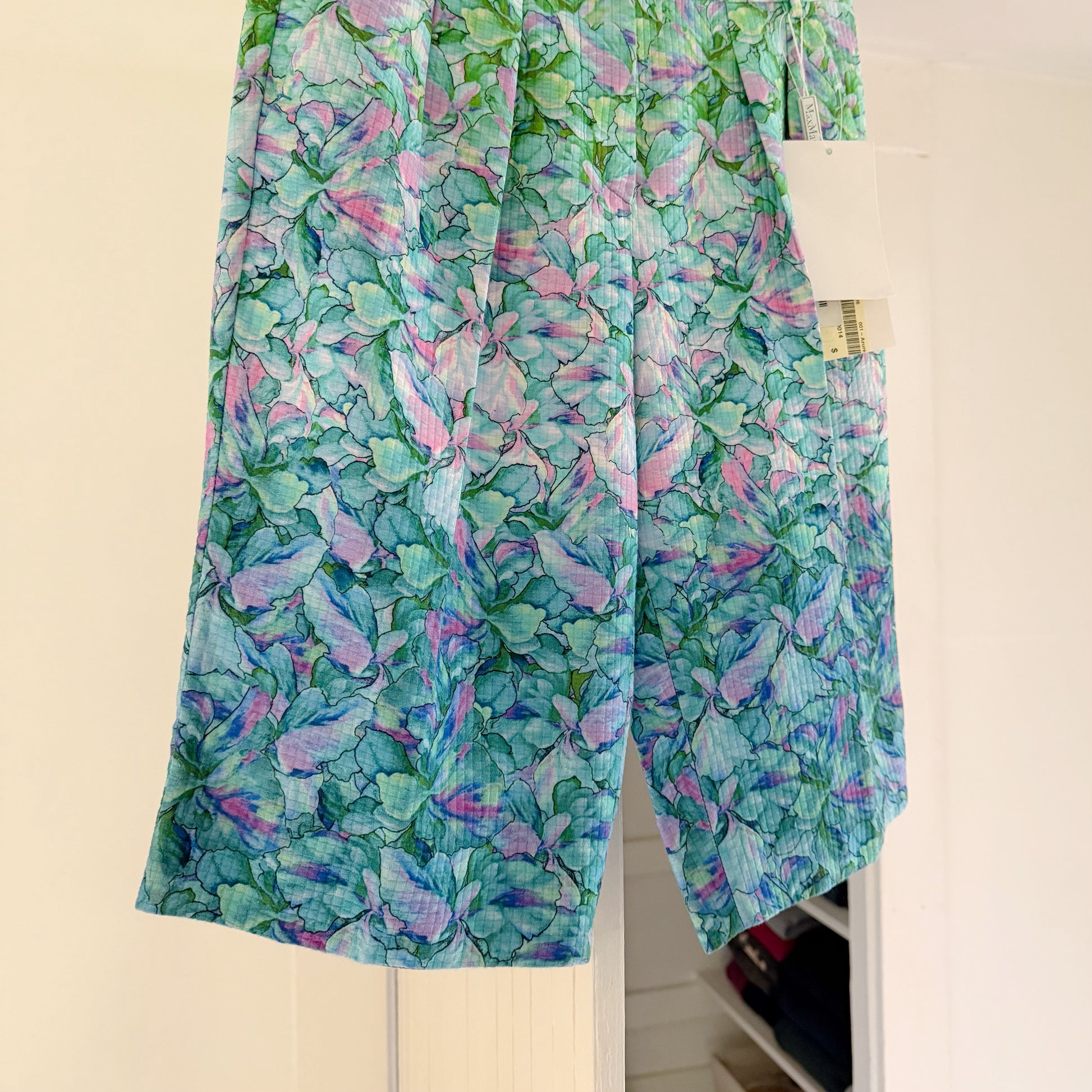 Sportmax SS12 Floral Pleated Bermuda Shorts in Azure NWT