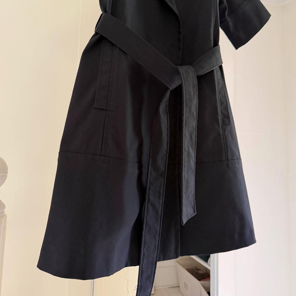 Theory Lyda Short Sleeve Tie Waist Trench Coat Size P