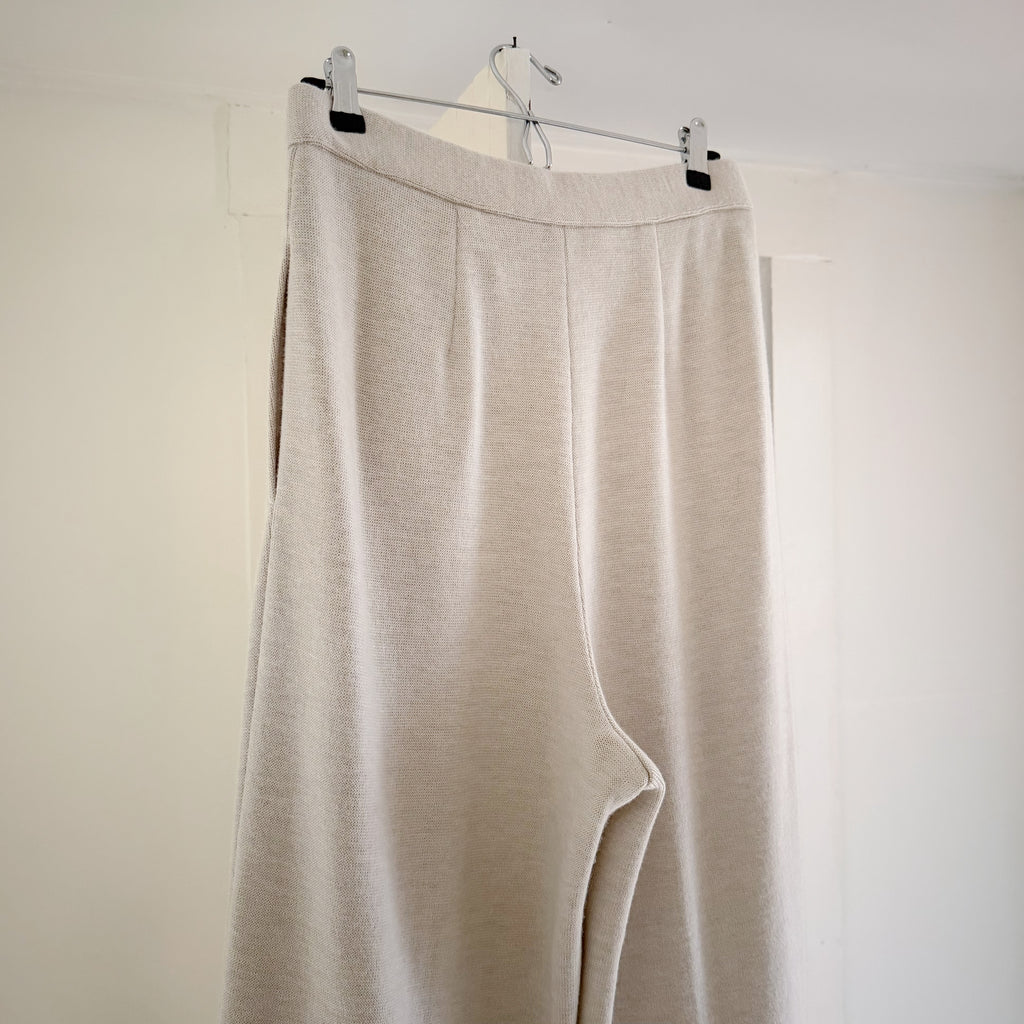 Emanuel Ungaro Vintage 90s Wool Cashmere Knit Pleated Wide Leg Trousers Size 10