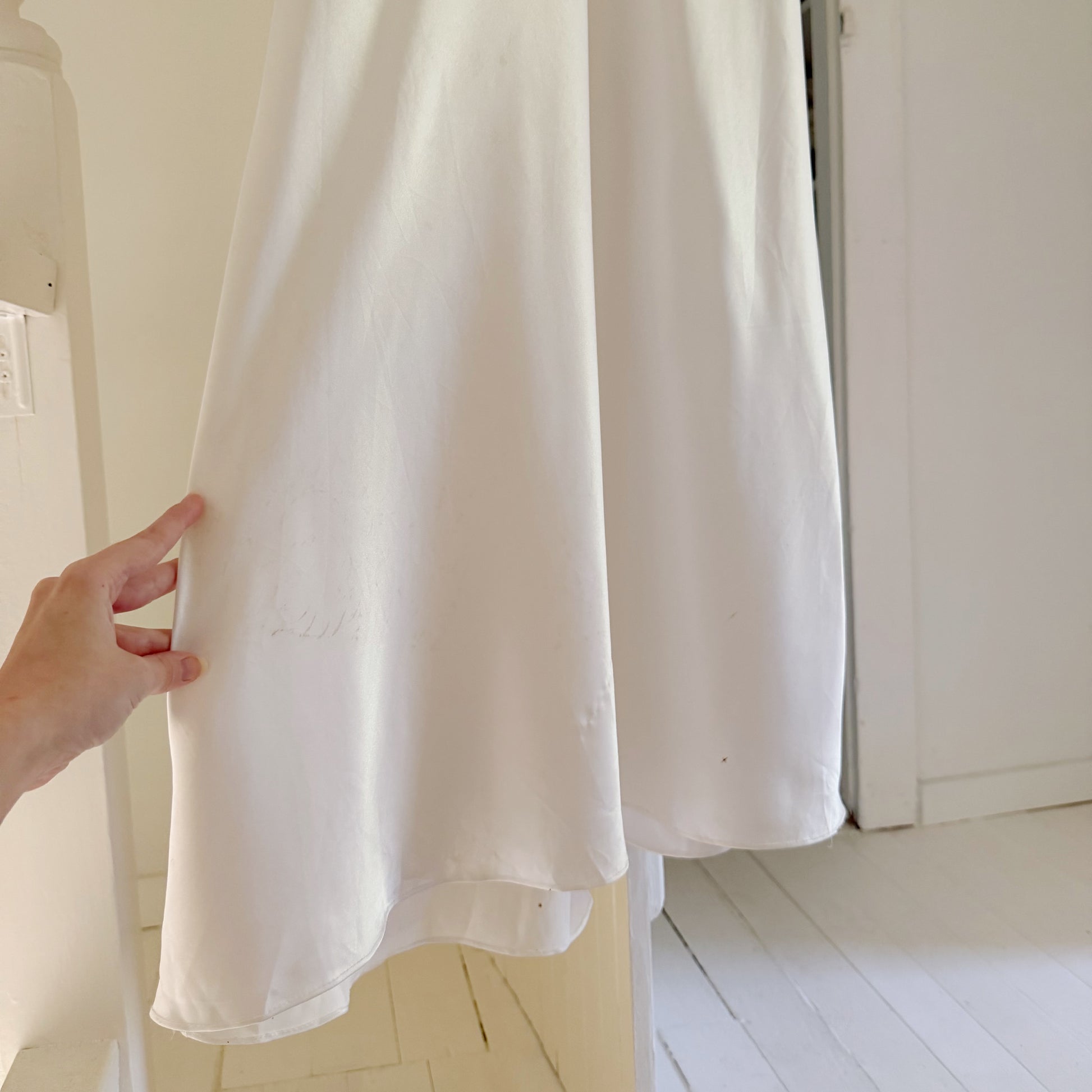 Miss Dior Lingerie Vintage 60s Satin Pearl Button Midi Slip Dress Size P