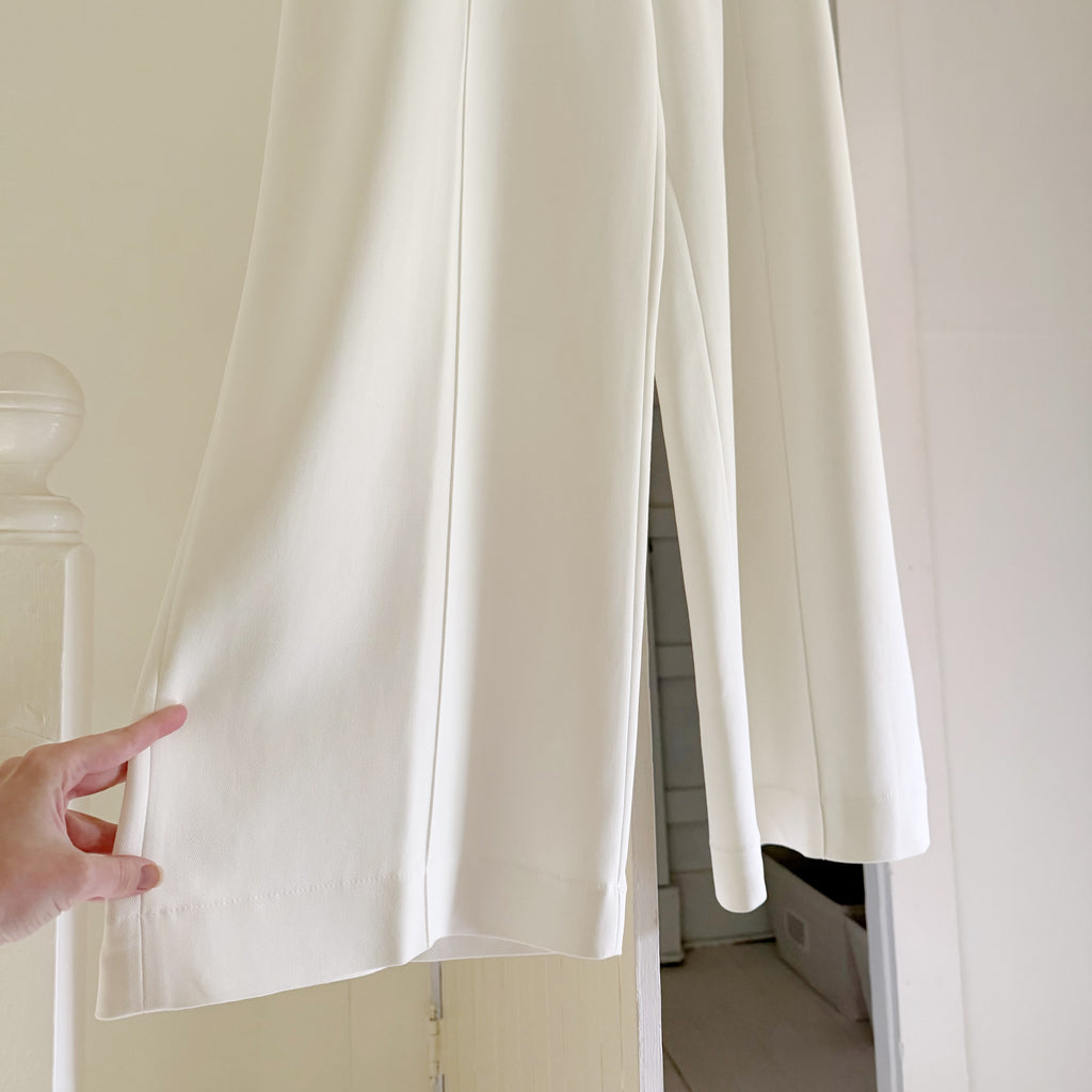 Esse Studios Classico High Waist Wide Leg Pintuck Trousers Ivory NWT Size US 10