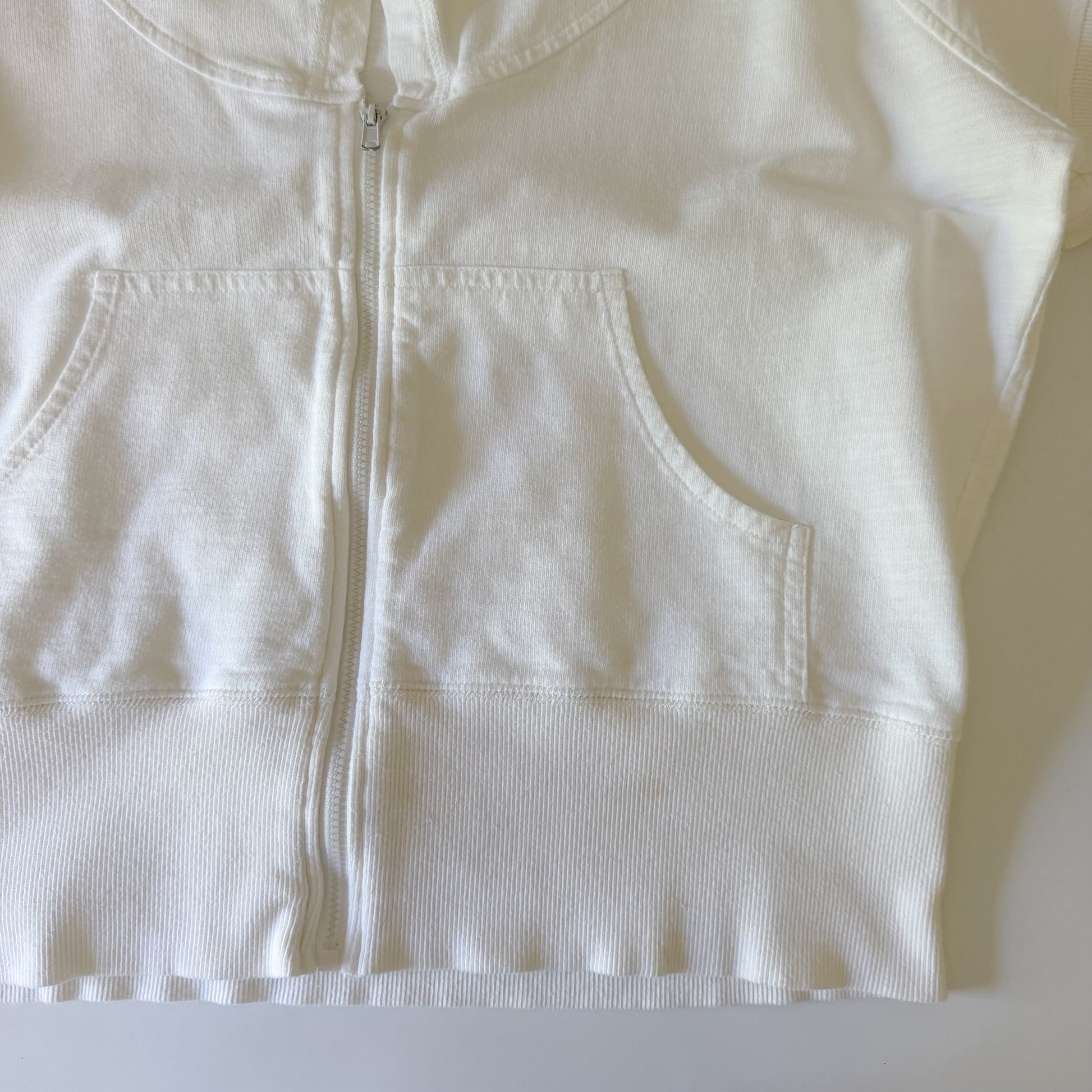 Norma Kamali Collared Cropped Zip Front Sweatshirt Size L